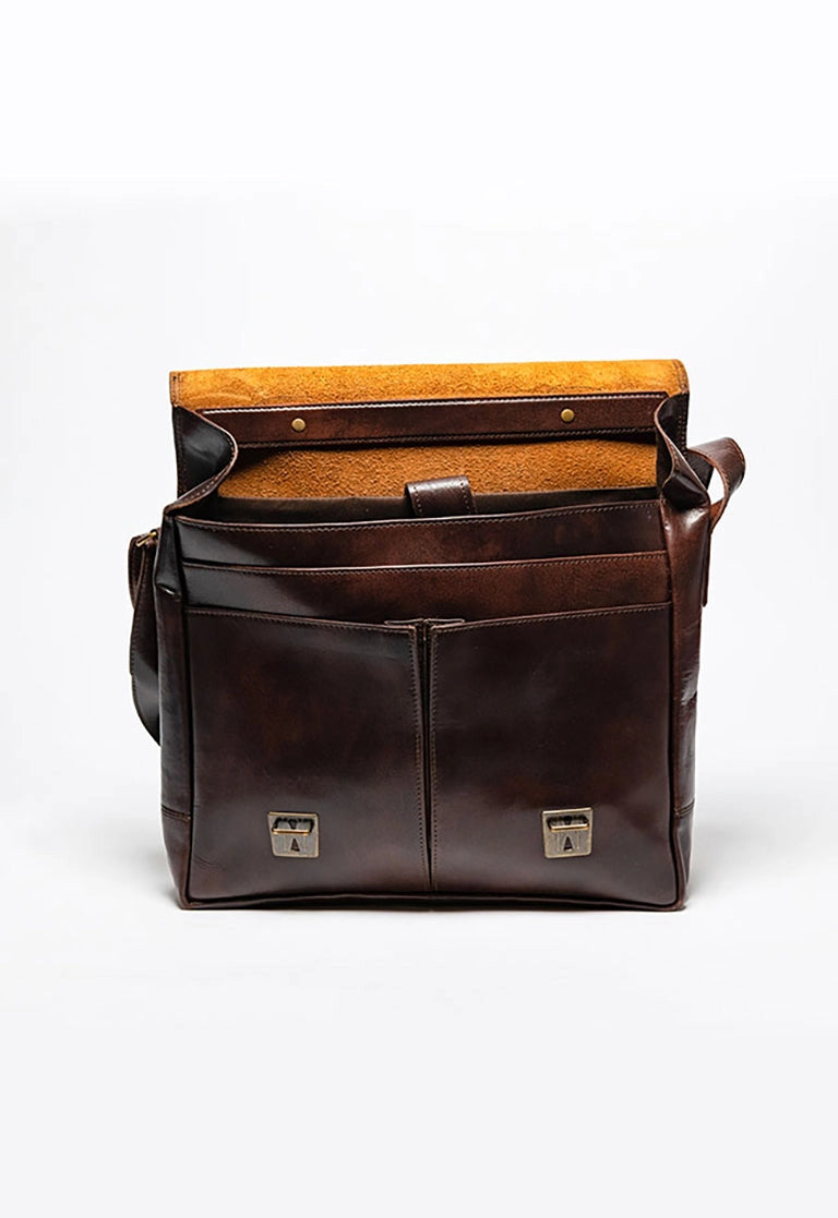 Black Coarse Leather Messenger Bag 2.0