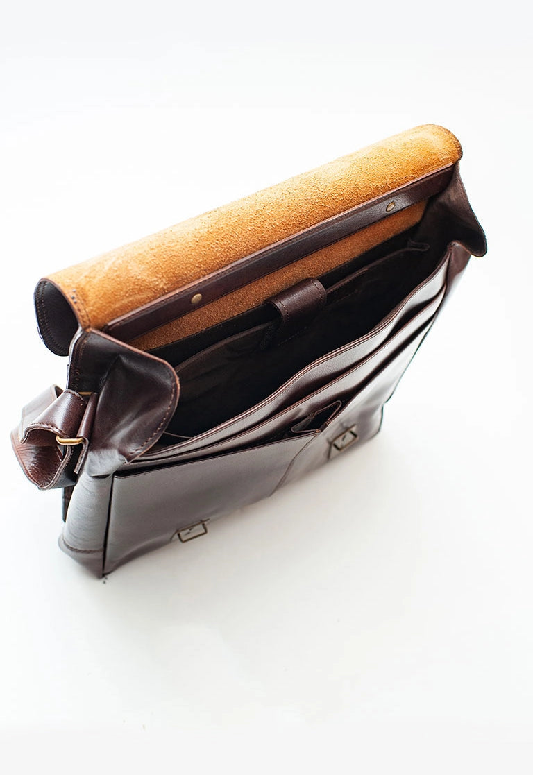 Black Coarse Leather Messenger Bag 2.0