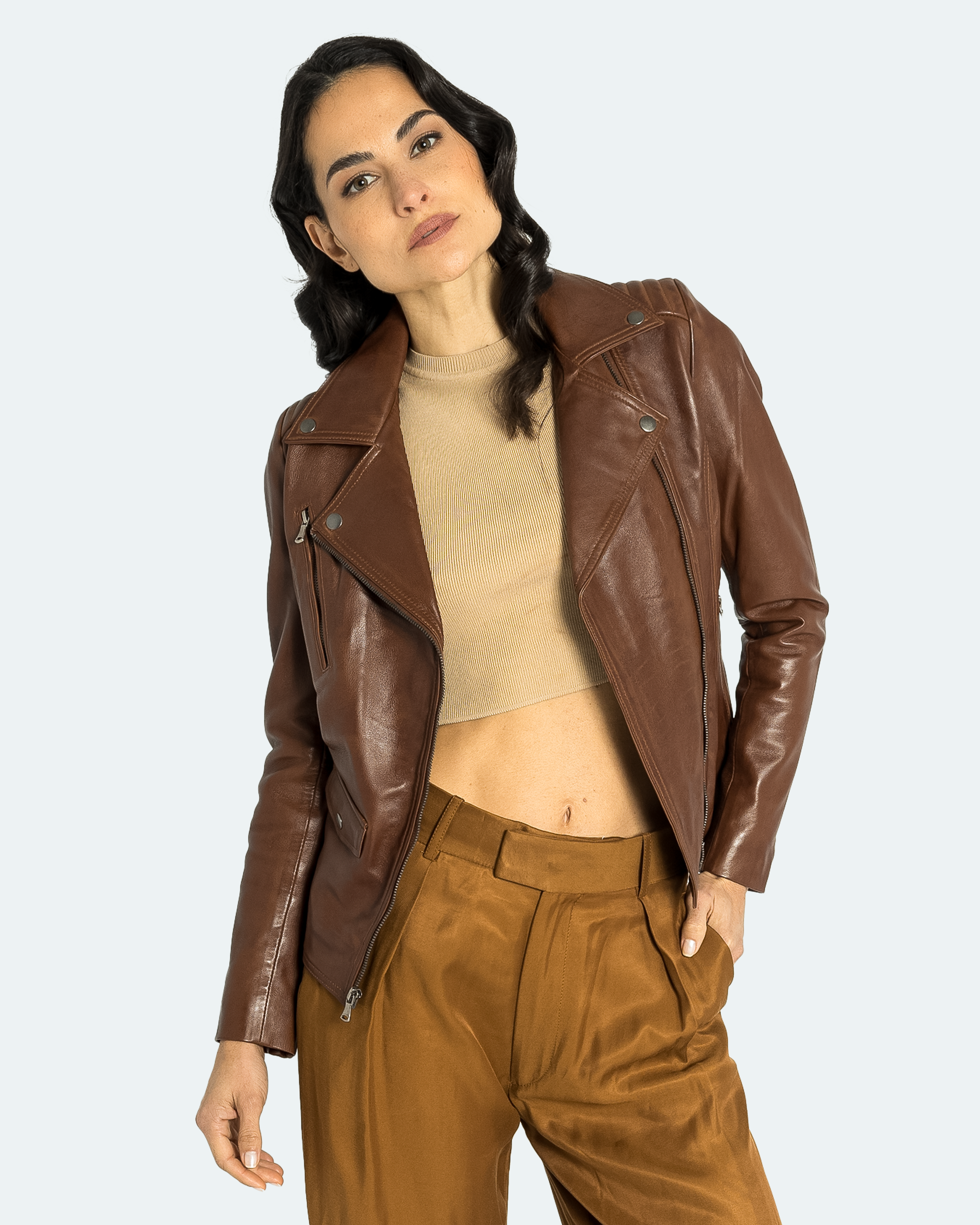 Heidi leather biker jacket