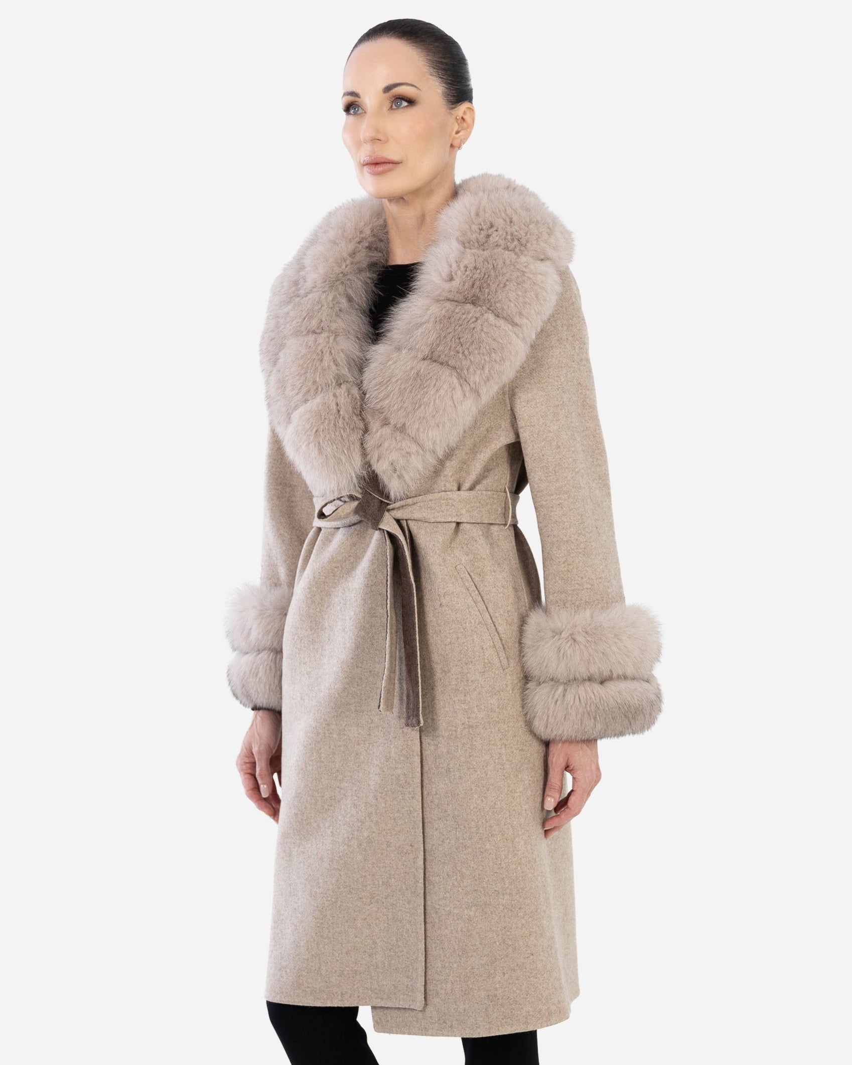 Marlene Alpaca Trench with Fox Fur – Dimitri