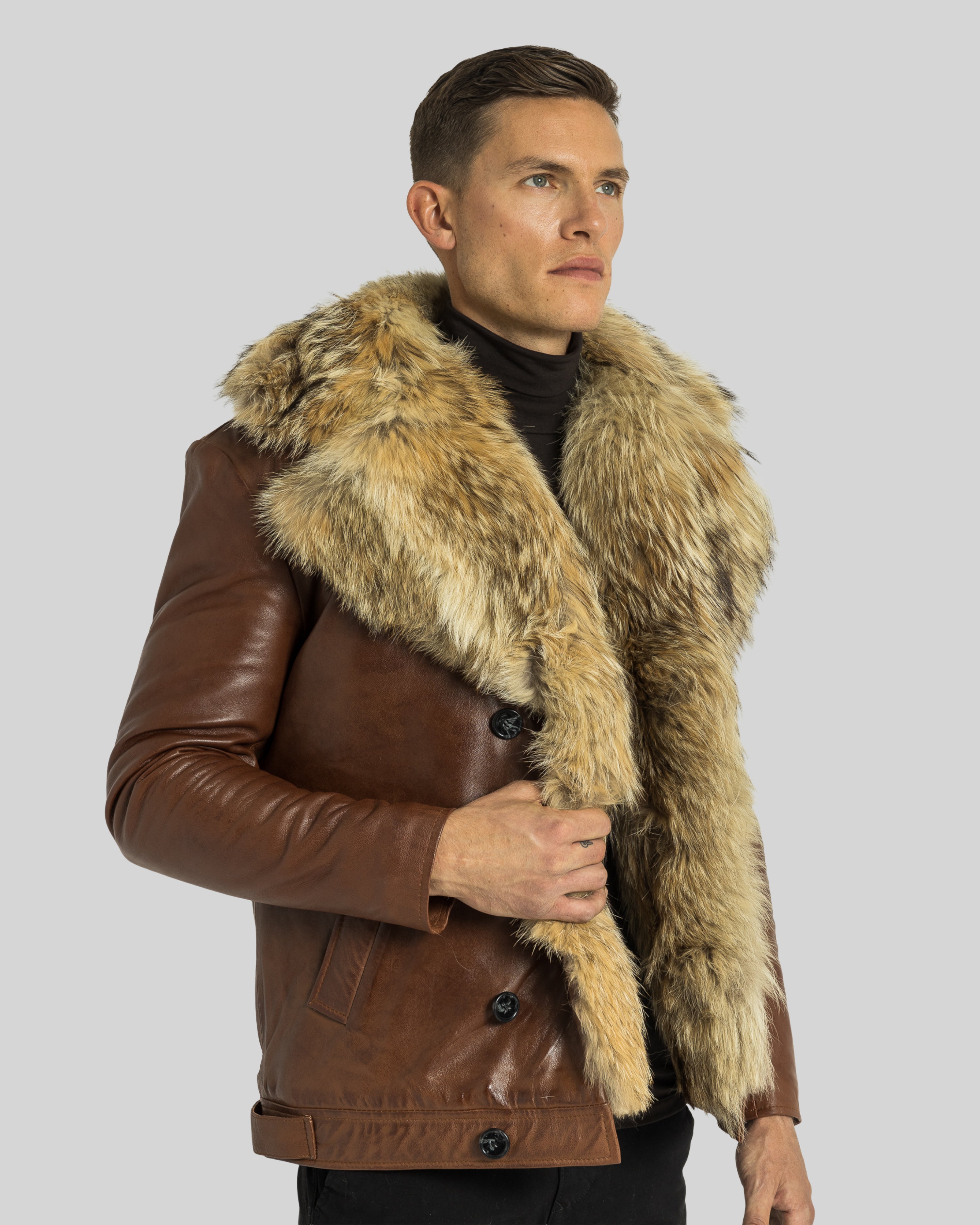 Marvin Leather Jacket with Natural Fur – Dimitri