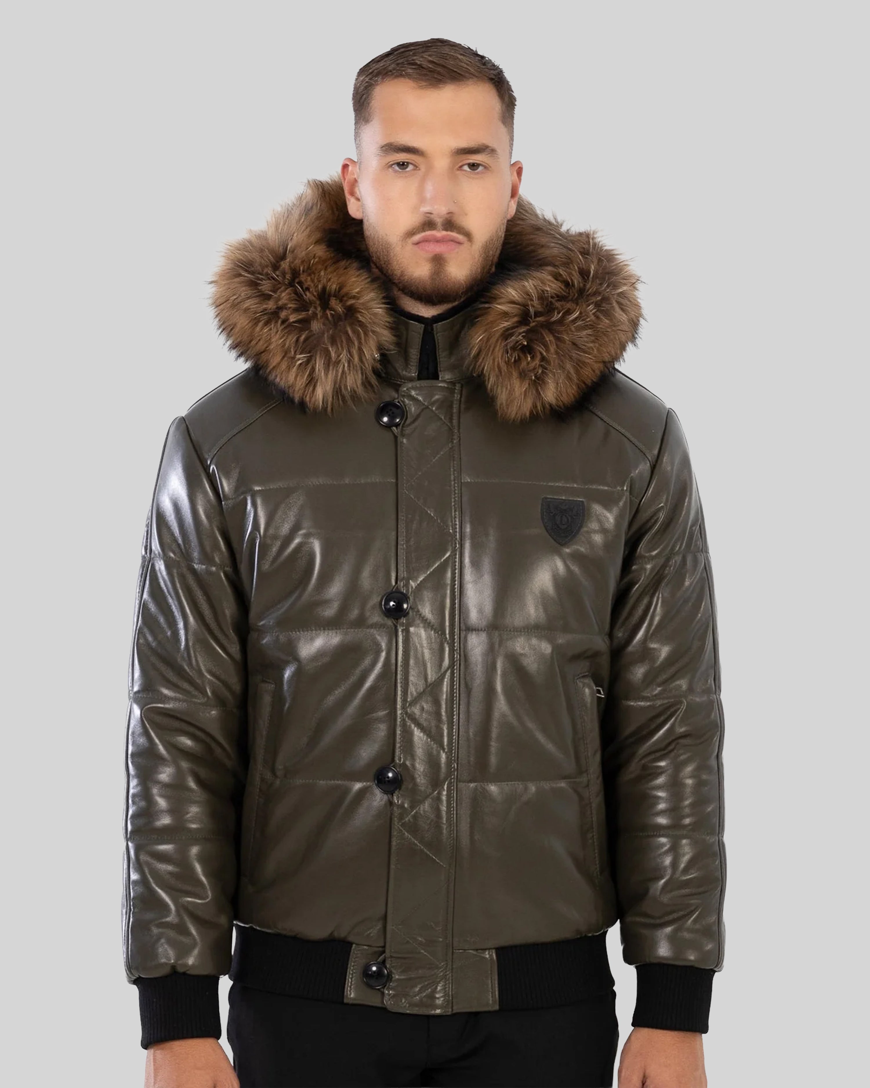 Arctic Men’s Winter Leather Coat With Natural Fur