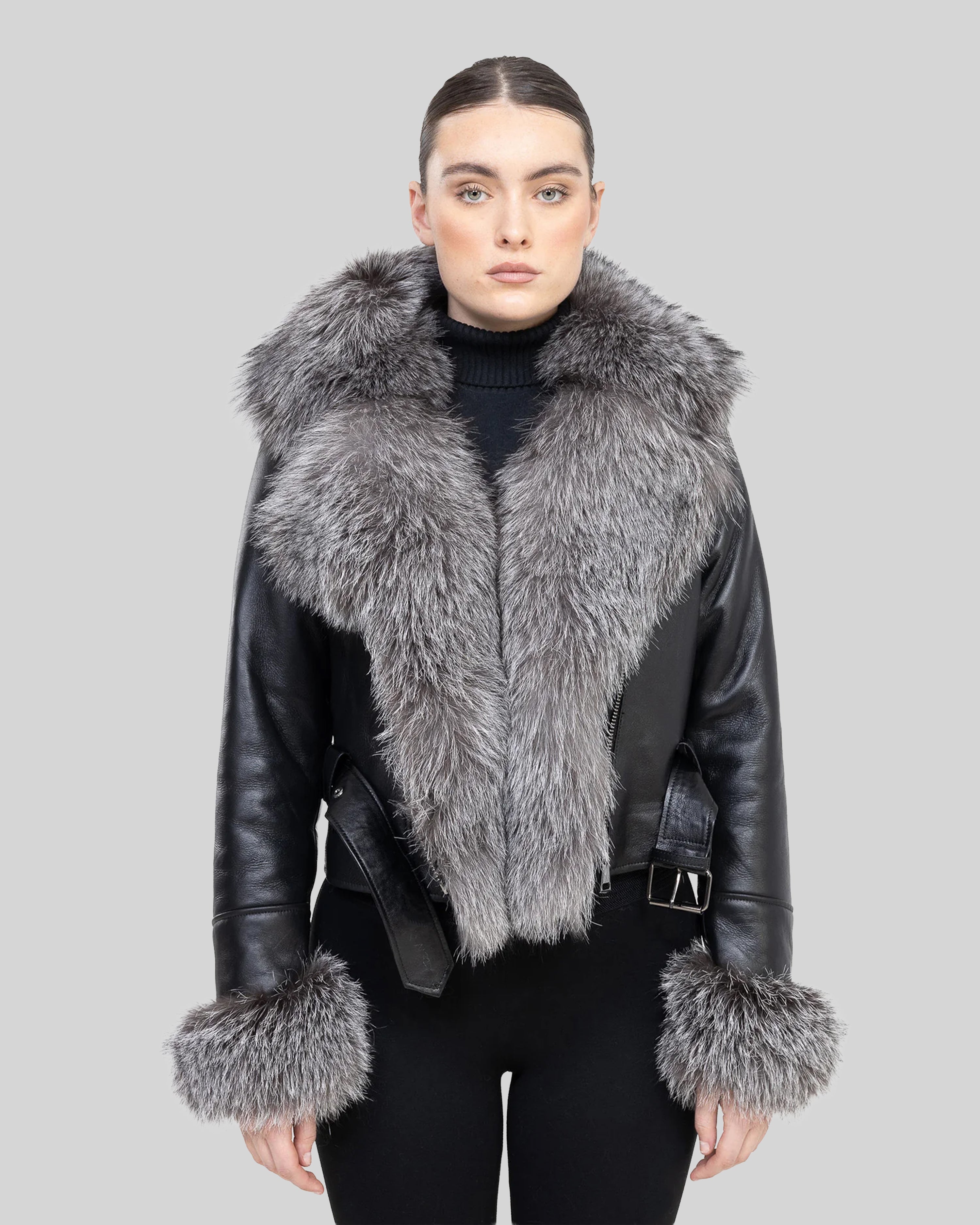 Bianca - Silver Fox Shearling Jacket