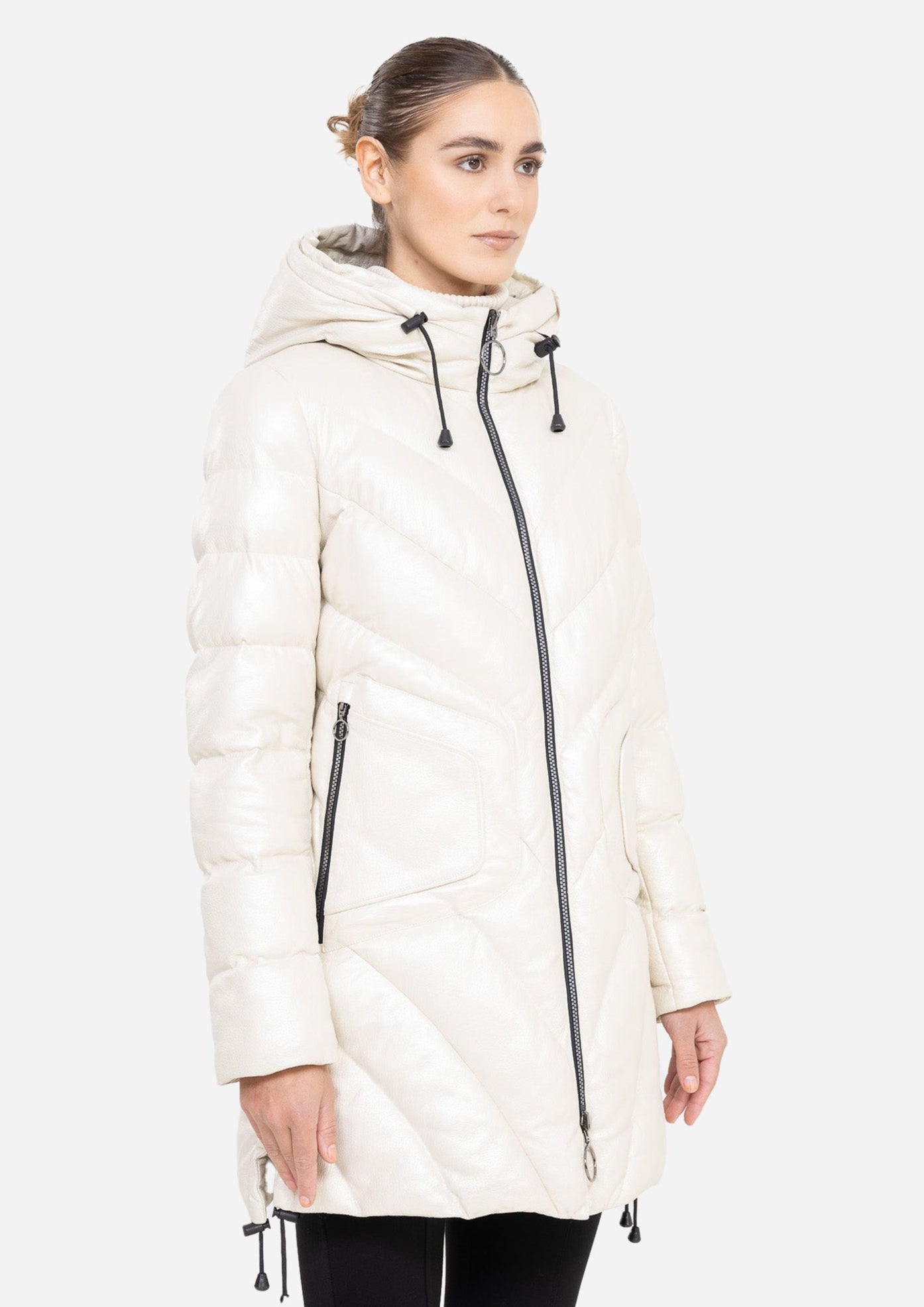 TINA  LEATHER FITTED DOWN PUFFER IN LAMBSKIN-thumbmail-3