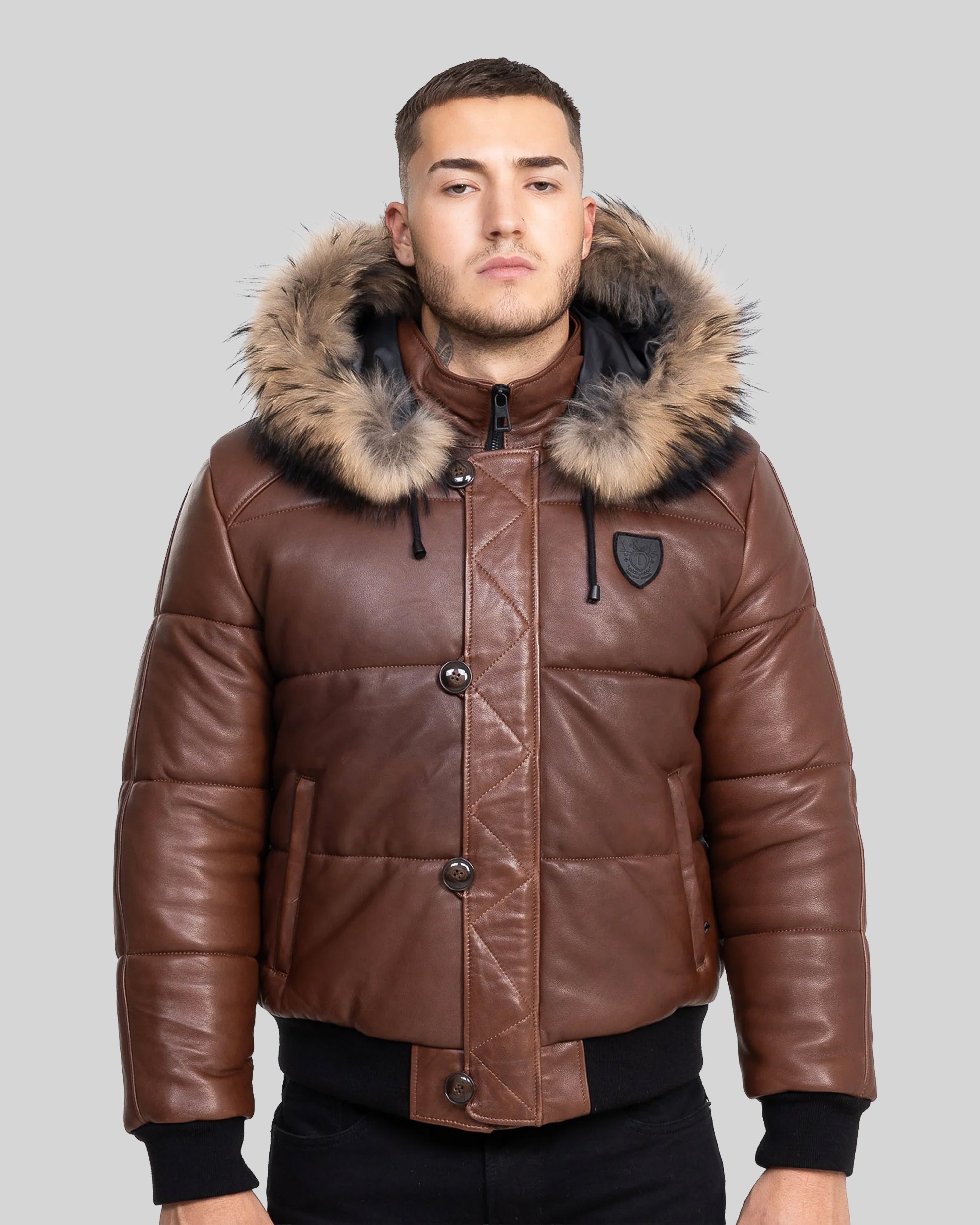 Arctic Men's Winter Leather Coat With Silver Fox Fur – Dimitri