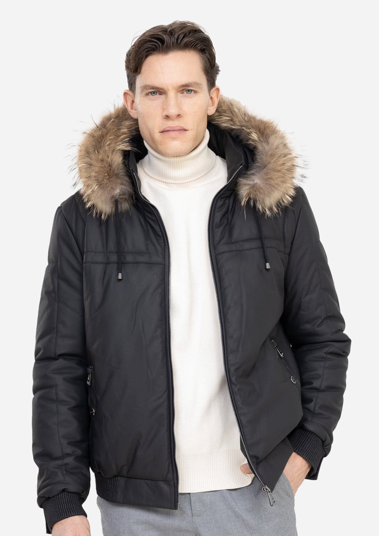 LIAM Leather Bomber Jacket