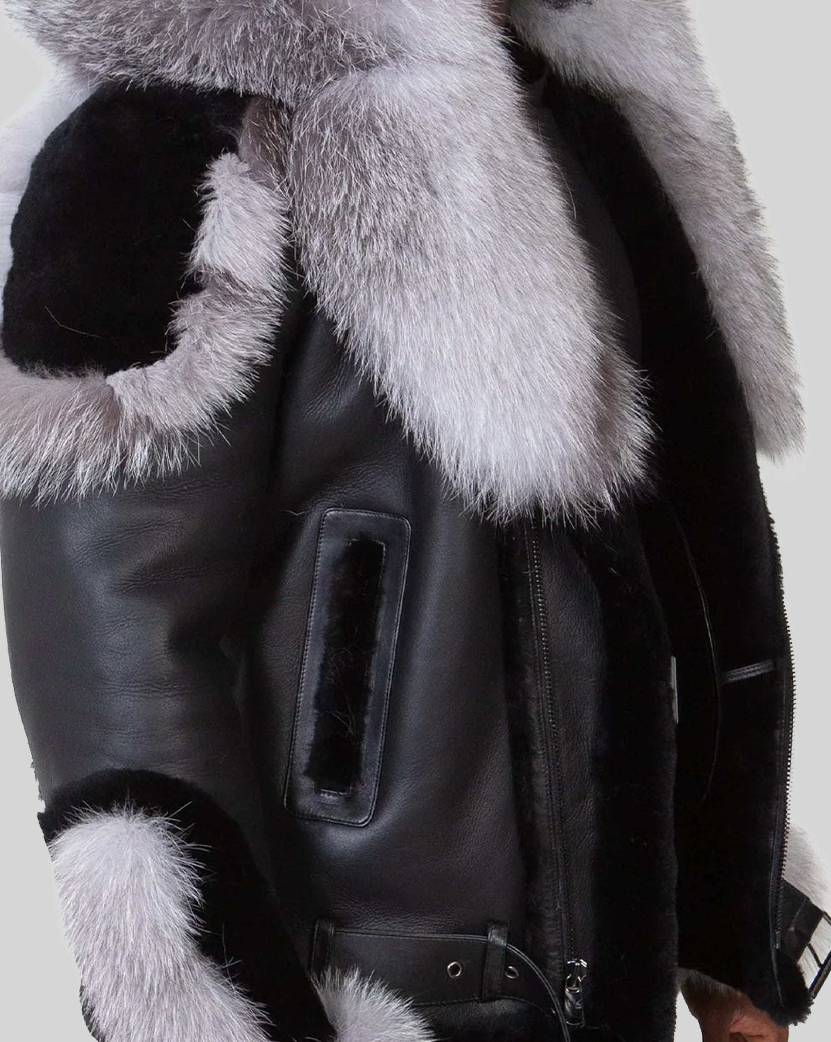 Clyde Shearling – Silver Fox Fur Coat-thumbmail-5
