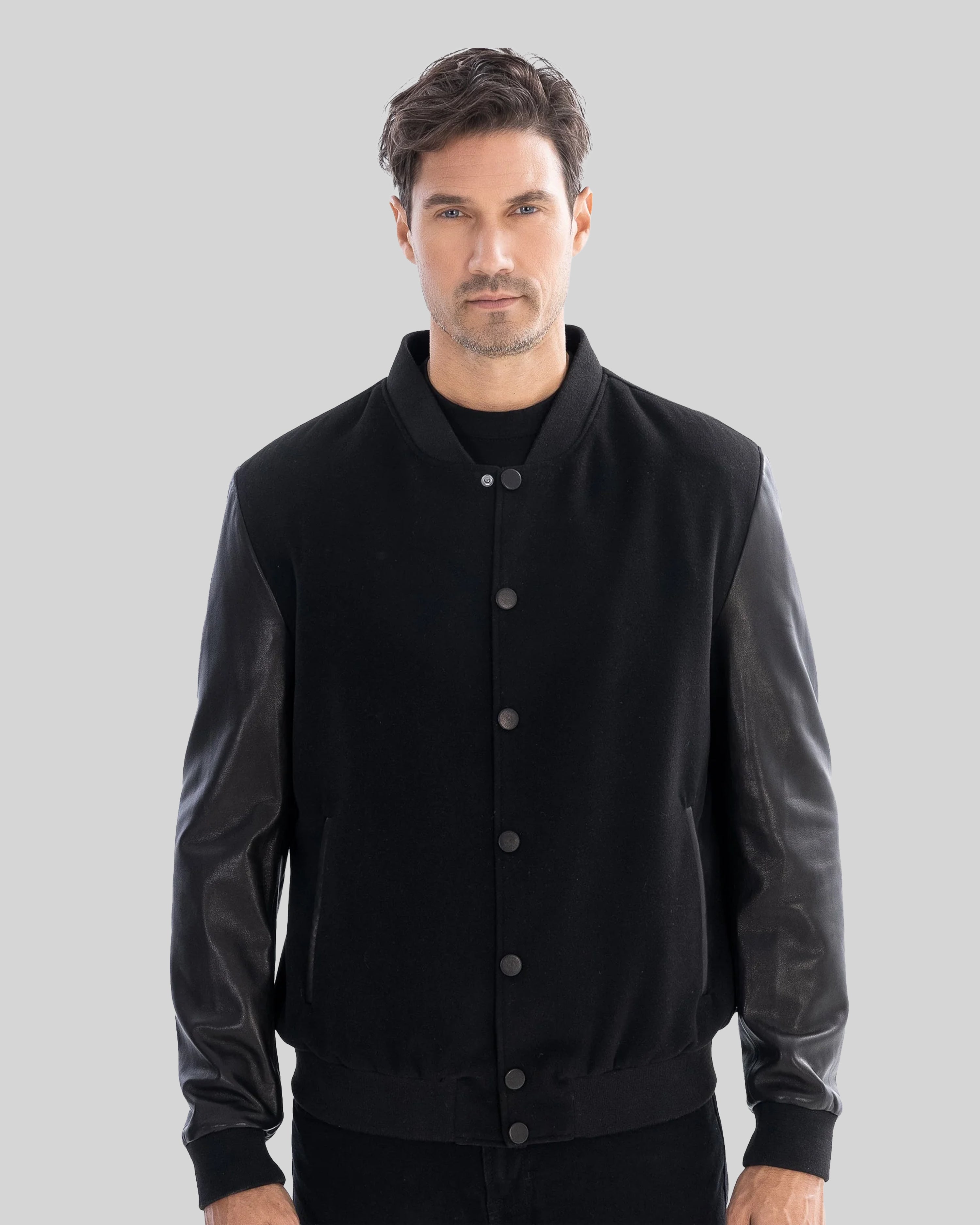 Tommy Bomber Jacket With Leather Sleeves-thumbmail-2