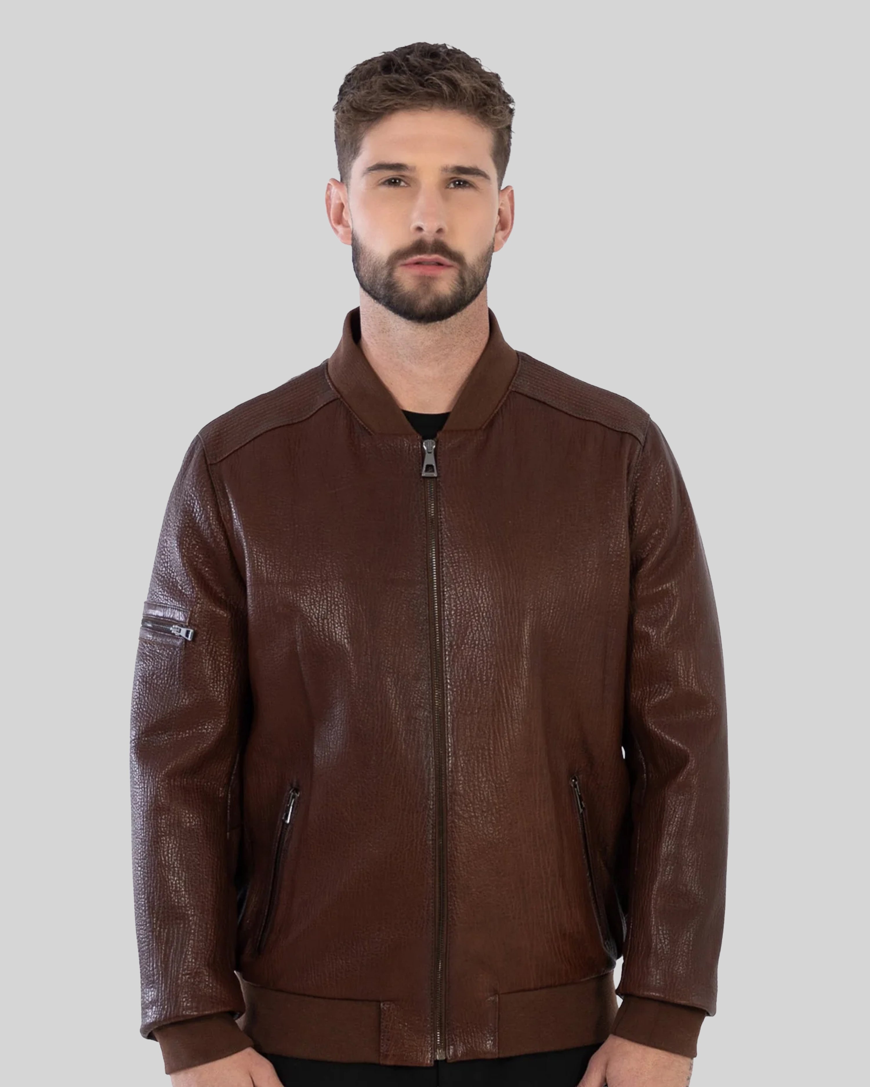 SCOTT BOMBER JACKET IN GRAINED LEATHER-thumbmail-2