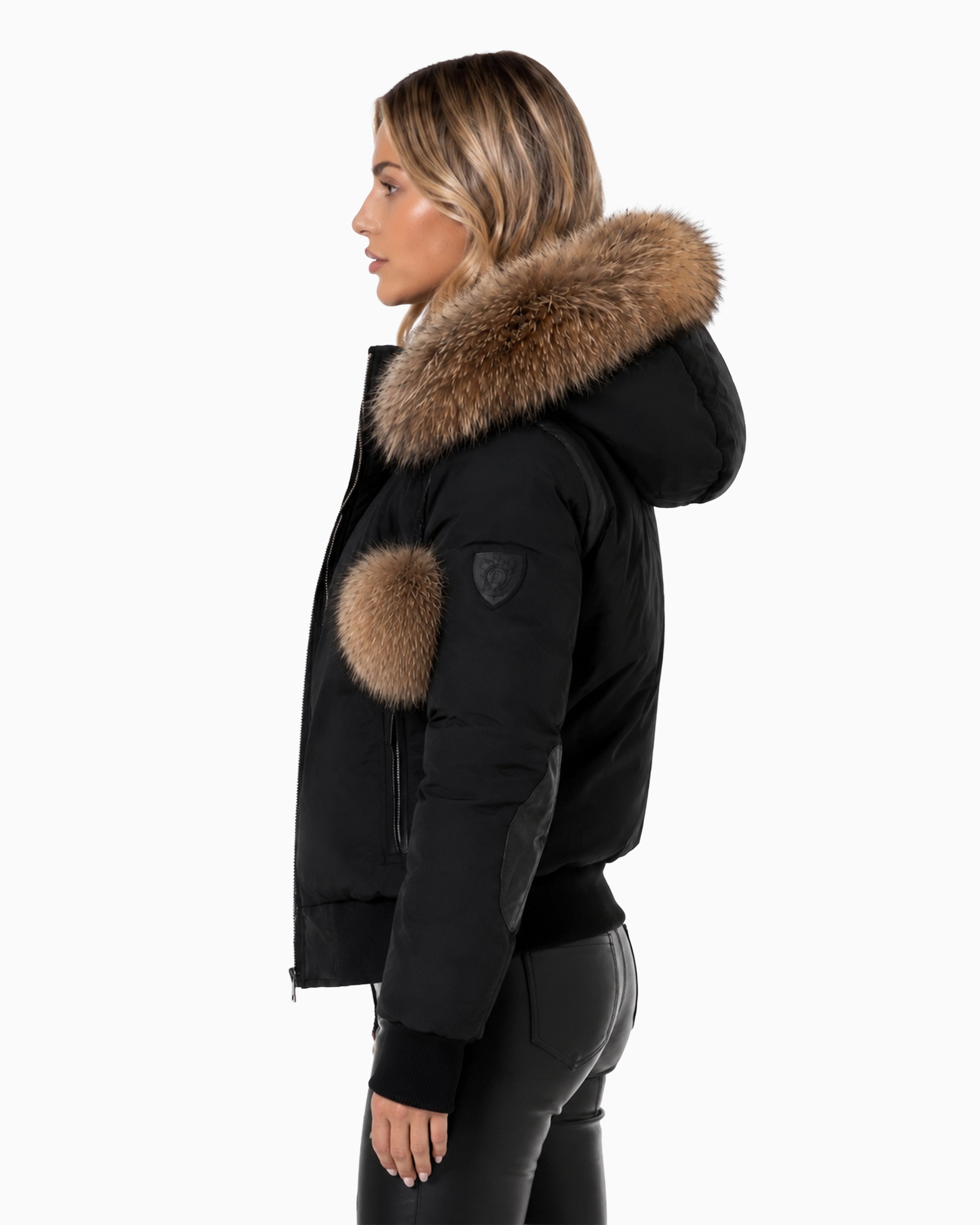 ARIA Brown Fox Fur Bomber Jacket-thumbmail-4