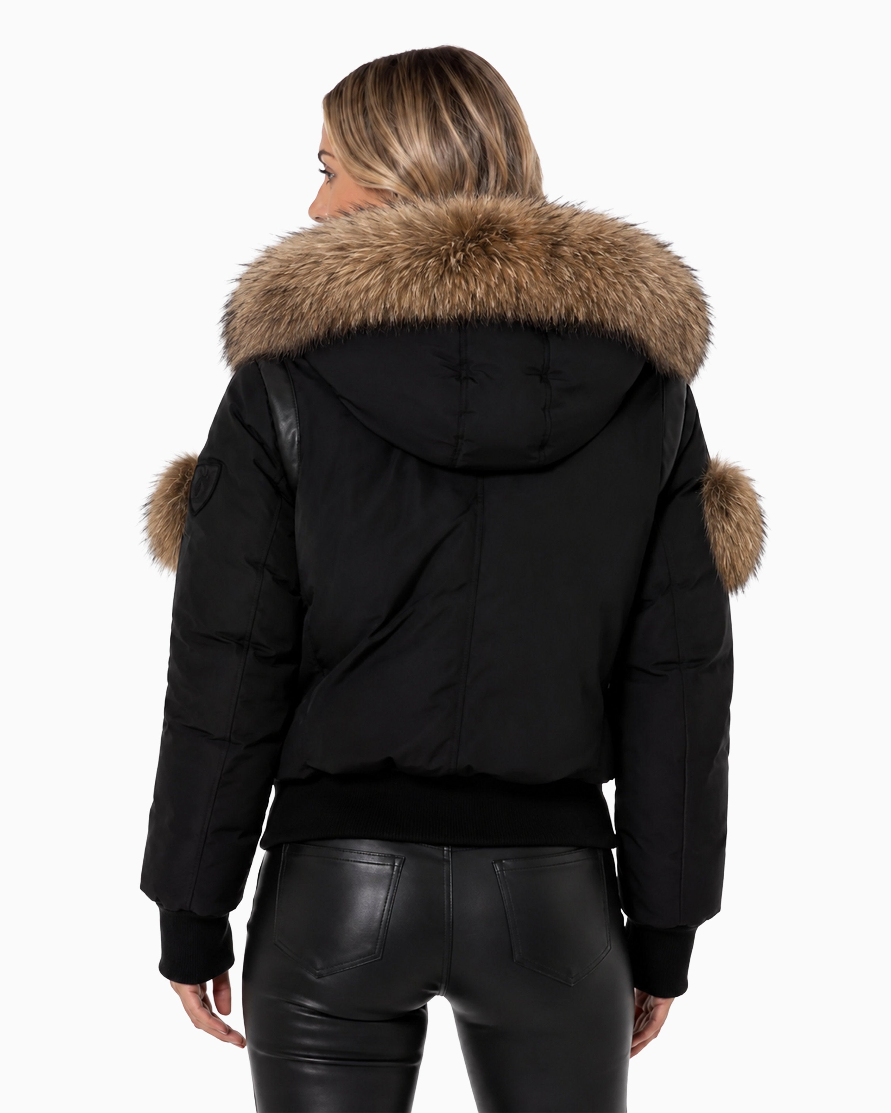 ARIA Brown Fox Fur Bomber Jacket-thumbmail-2