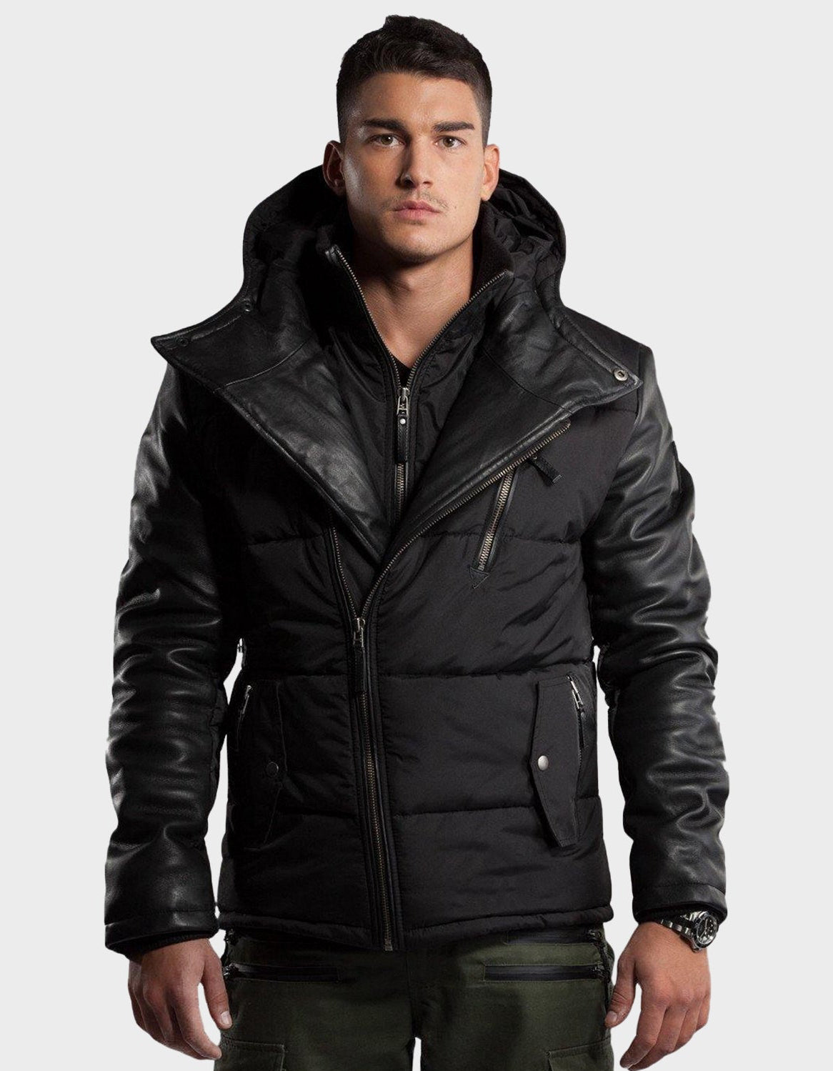 Adamo Leather Sleeves Parka-thumbmail-4