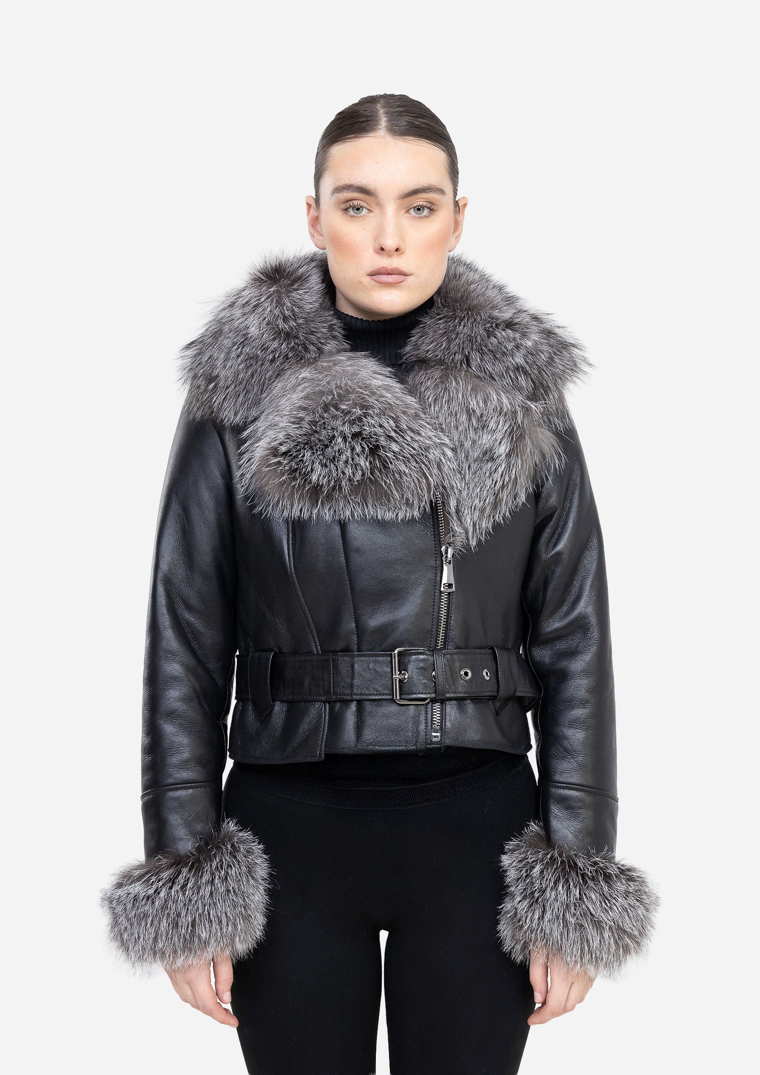 Bianca - Silver Fox Shearling Jacket-thumbmail-2