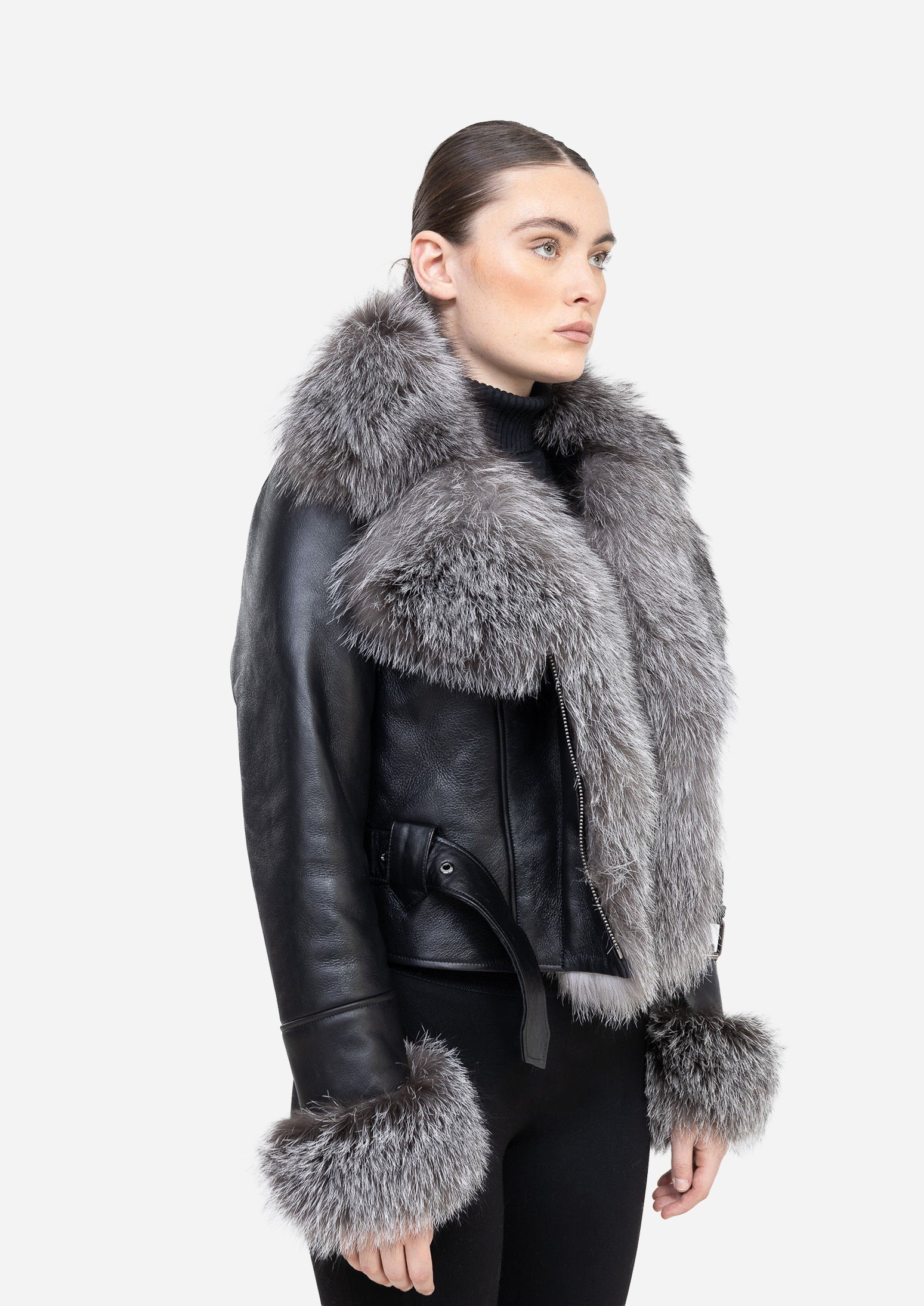 Bianca - Silver Fox Shearling Jacket-thumbmail-3