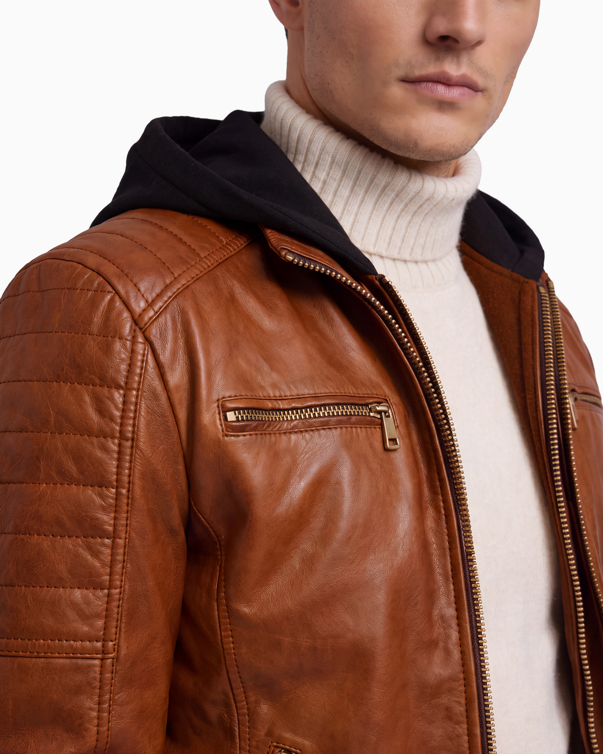 Justin Men's Genuine Lambskin Leather Jacket with Removable Hood-thumbmail-5