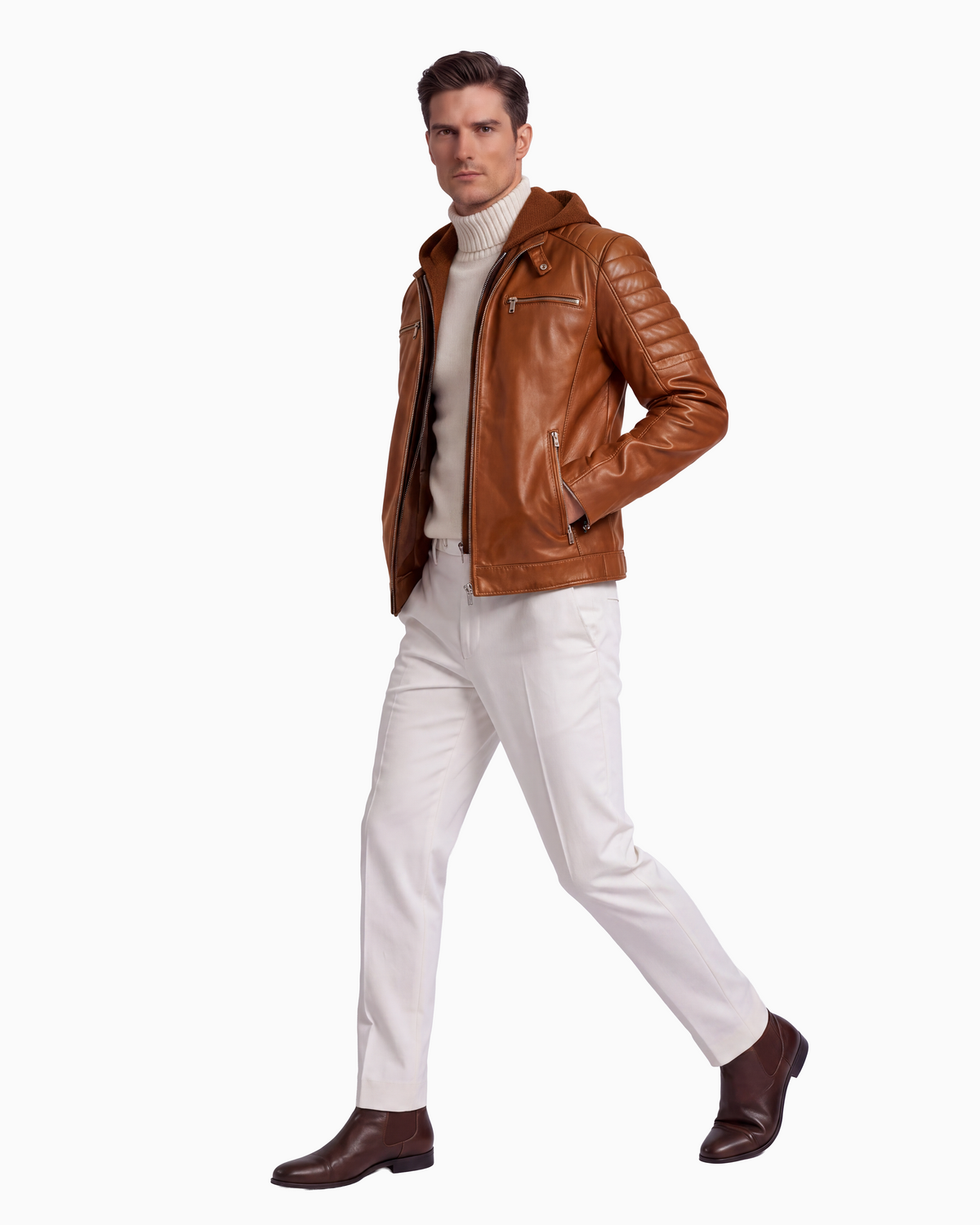 Justin Men's Genuine Lambskin Leather Jacket with Removable Hood-thumbmail-3
