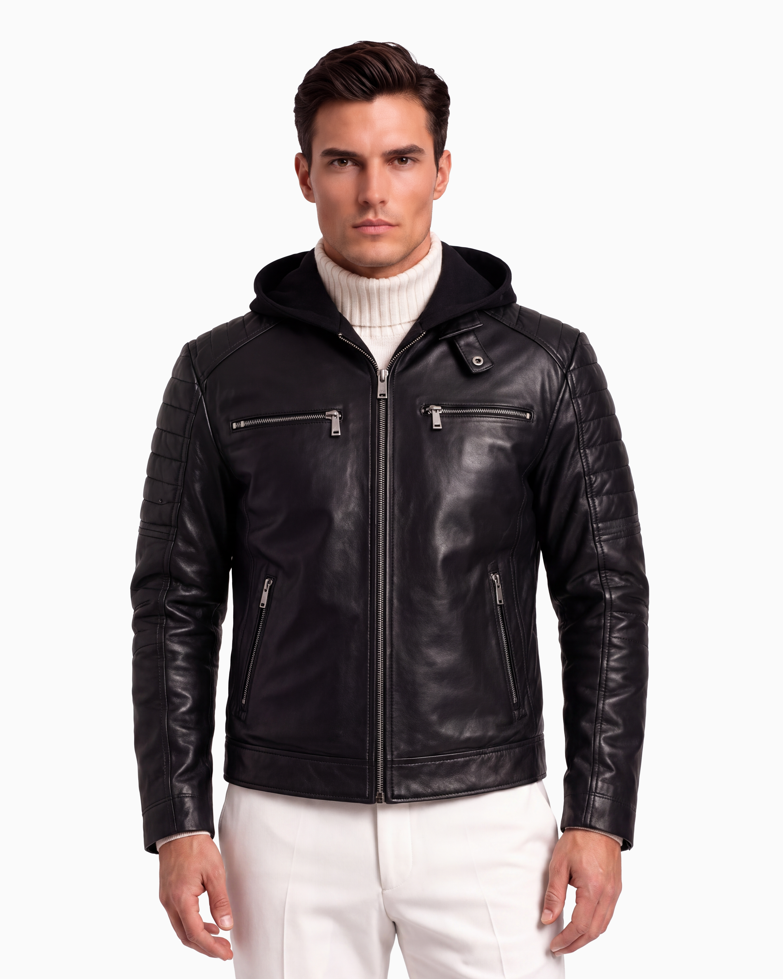 Justin Men's Genuine Lambskin Leather Jacket with Removable Hood-thumbmail-4