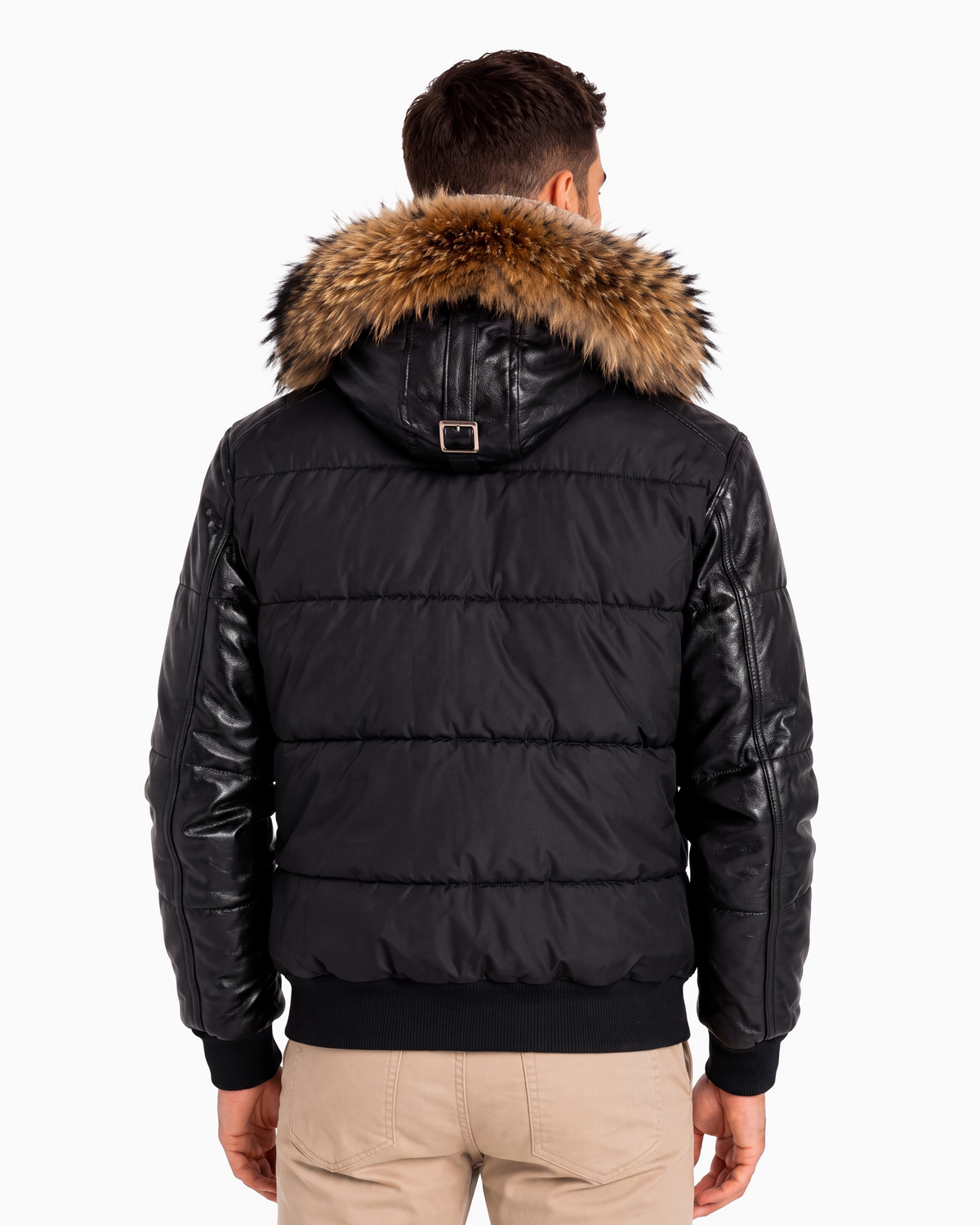 Lorenzo Down Bomber With Leather Sleeves-thumbmail-3