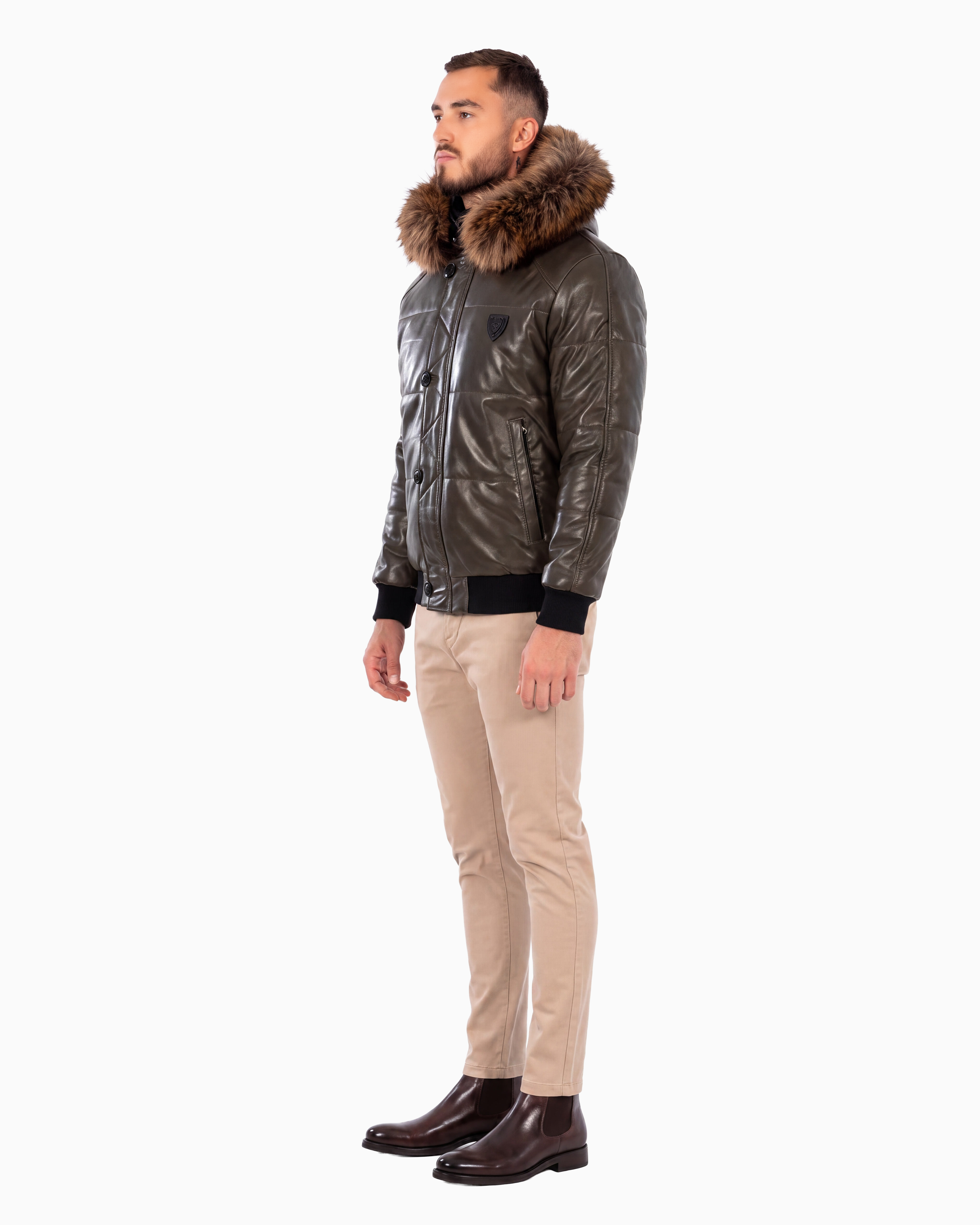 Arctic Men’s Winter Leather Coat With Natural Fur-thumbmail-3