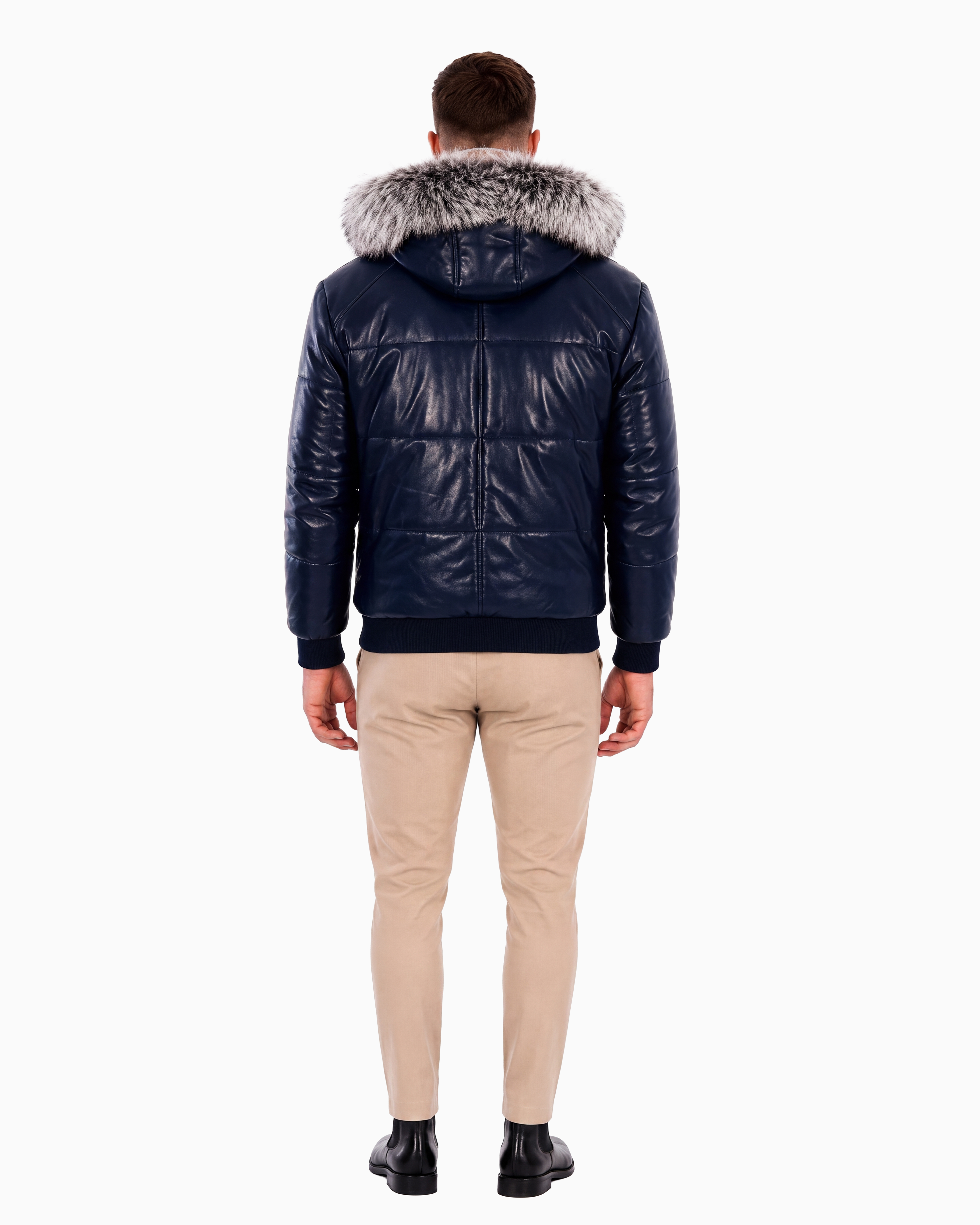 Arctic Men’s Winter Leather Coat With Silver Fox Fur-thumbmail-4