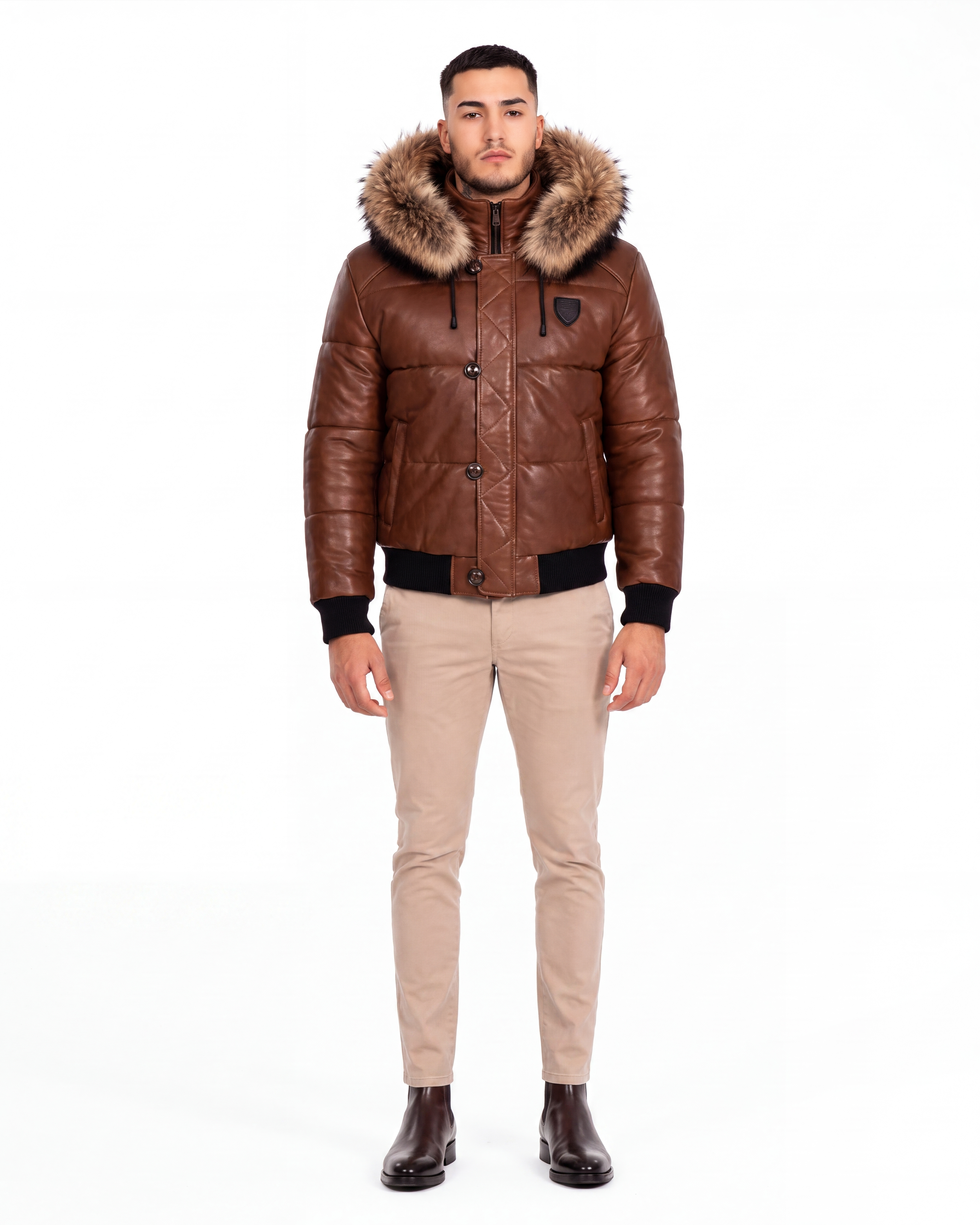 Arctic Winter Leather Coat With Natural Fur-thumbmail-4