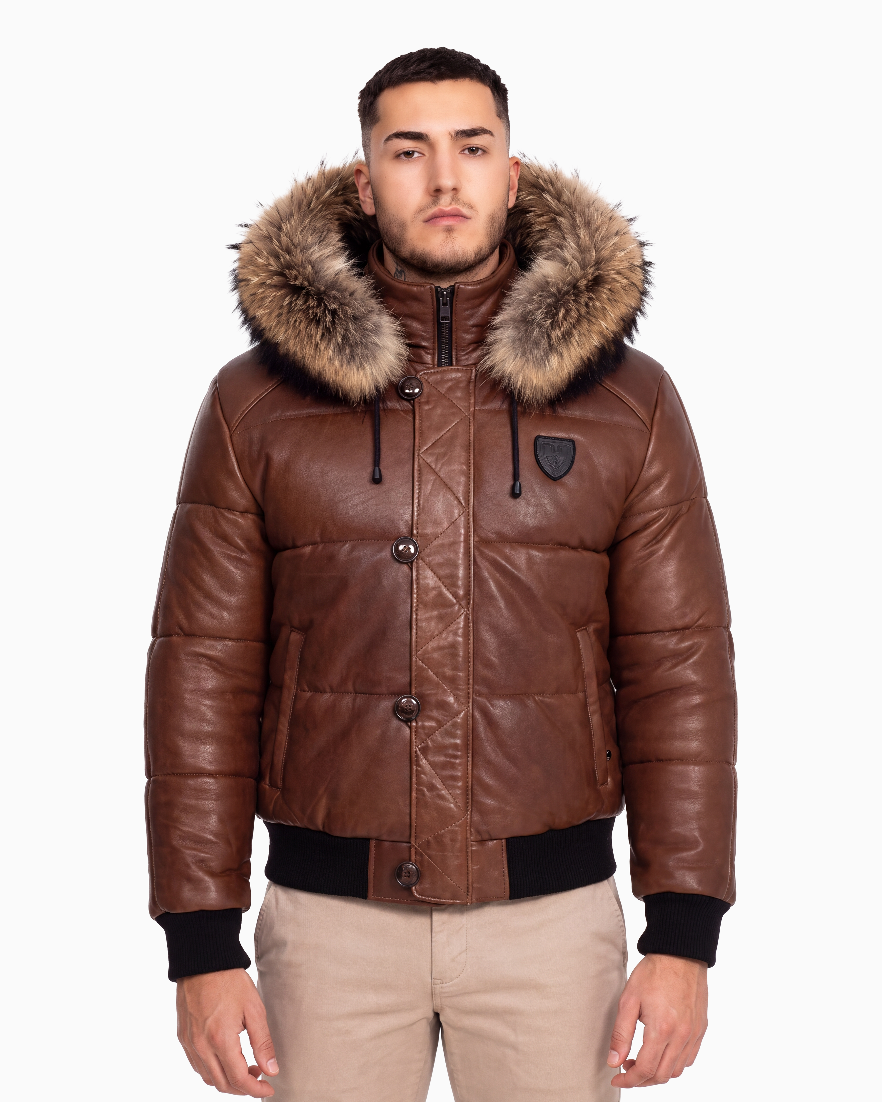Arctic Winter Leather Coat With Natural Fur-thumbmail-2