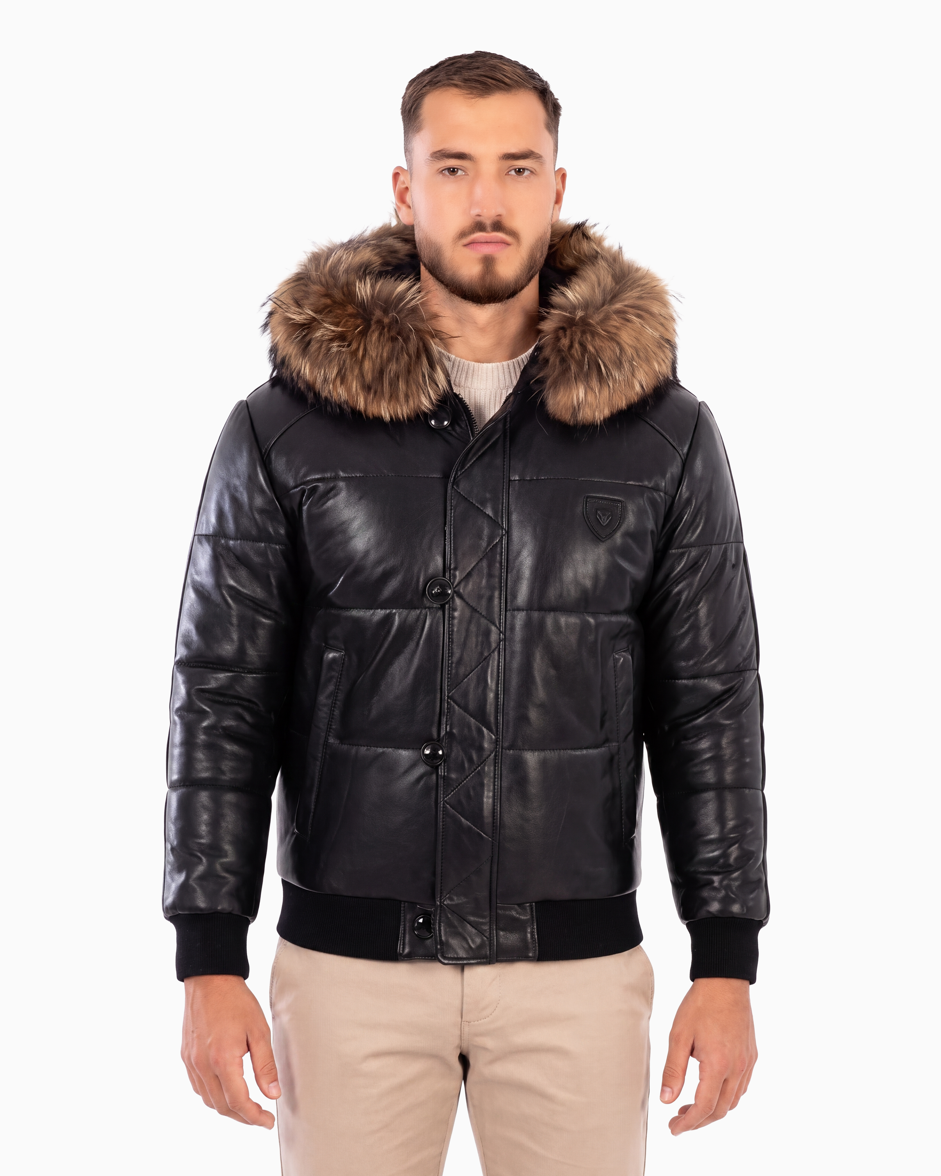 Arctic Men’s Winter Leather Coat With Natural Fur-thumbmail-2