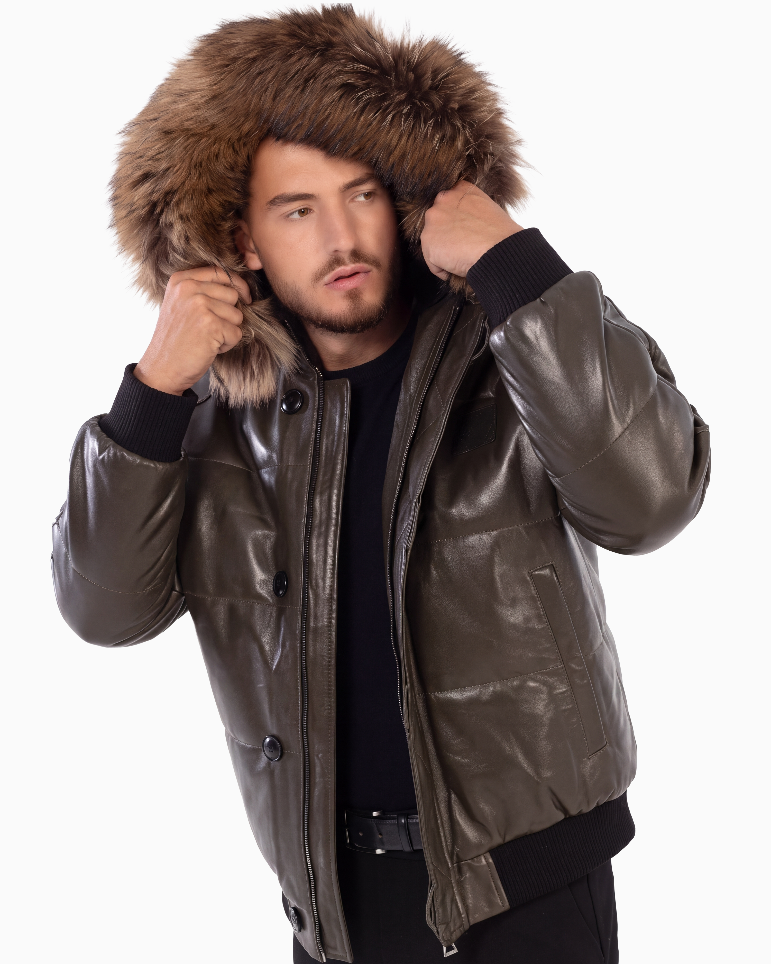 Arctic Men’s Winter Leather Coat With Natural Fur-thumbmail-4