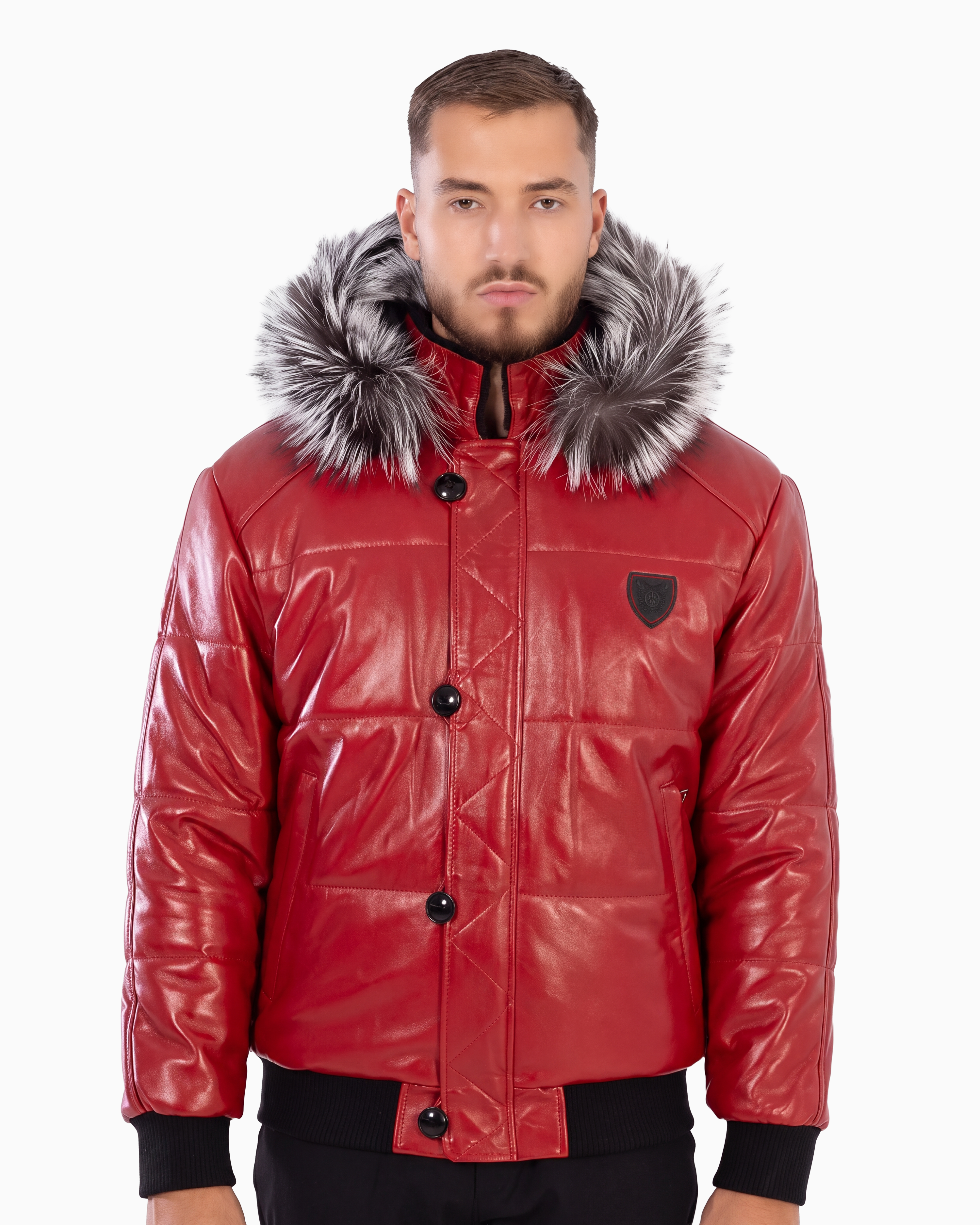 Arctic Men’s Winter Leather Coat With Silver Fox Fur-thumbmail-2