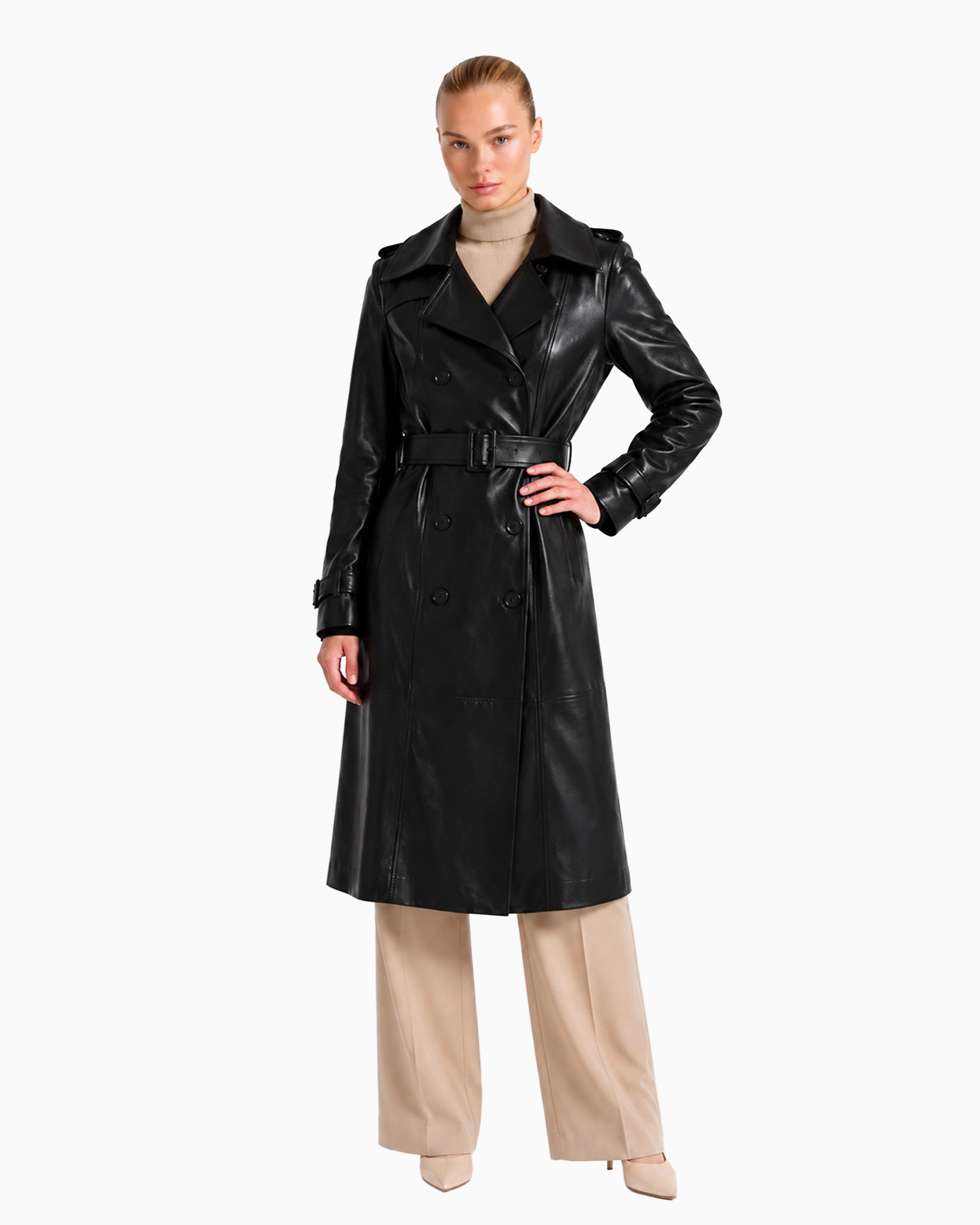 Adèle Leather Trench Coat-thumbmail-3