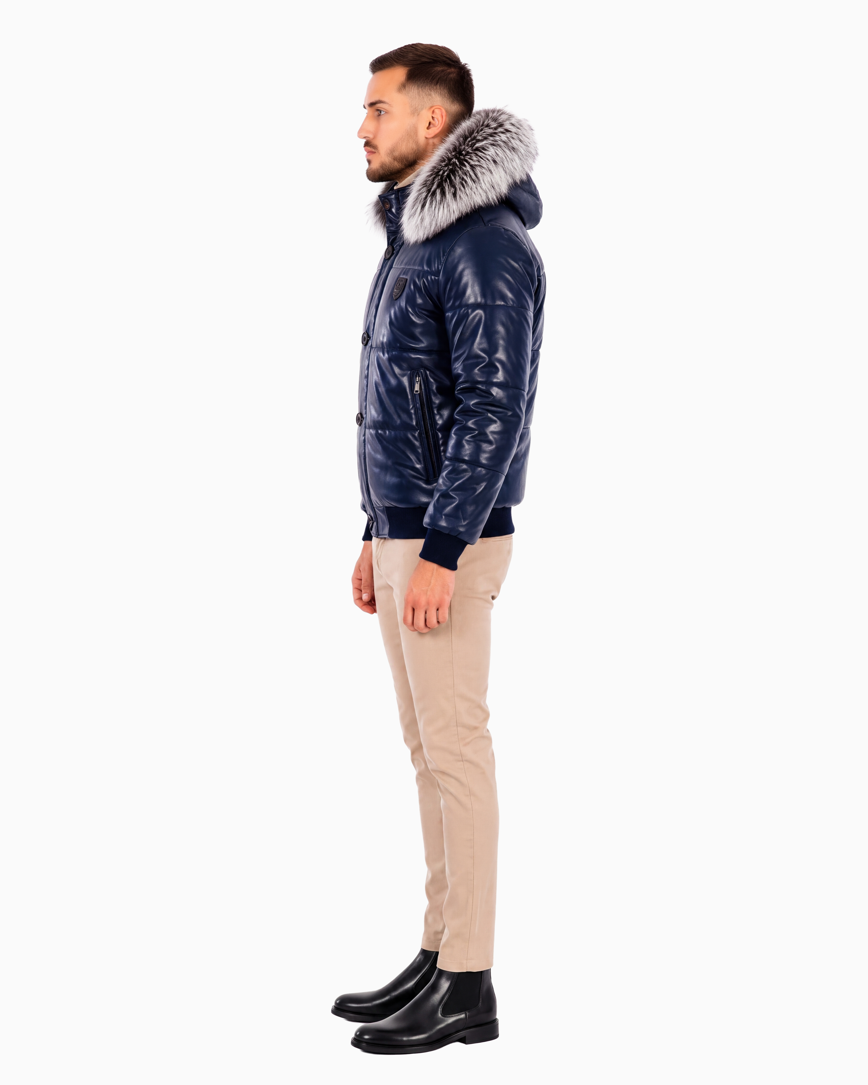 Arctic Men’s Winter Leather Coat With Silver Fox Fur-thumbmail-3