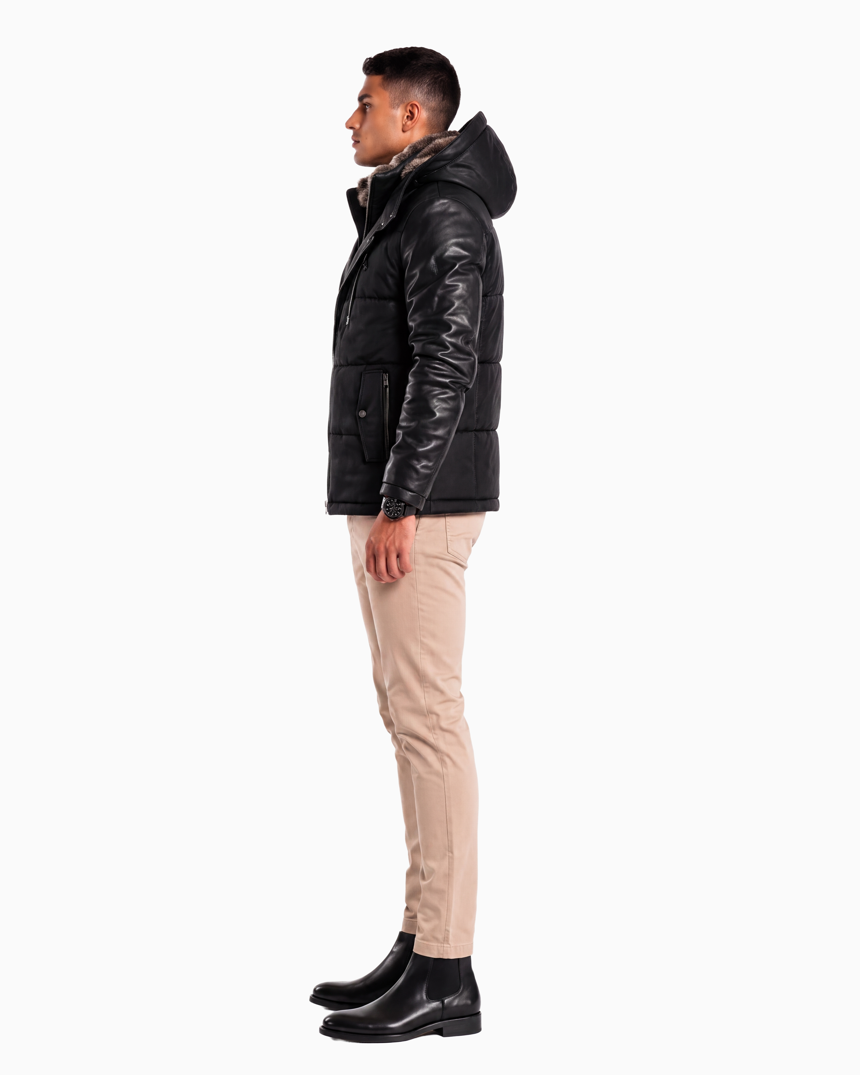 Adamo Leather Sleeves Parka-thumbmail-4