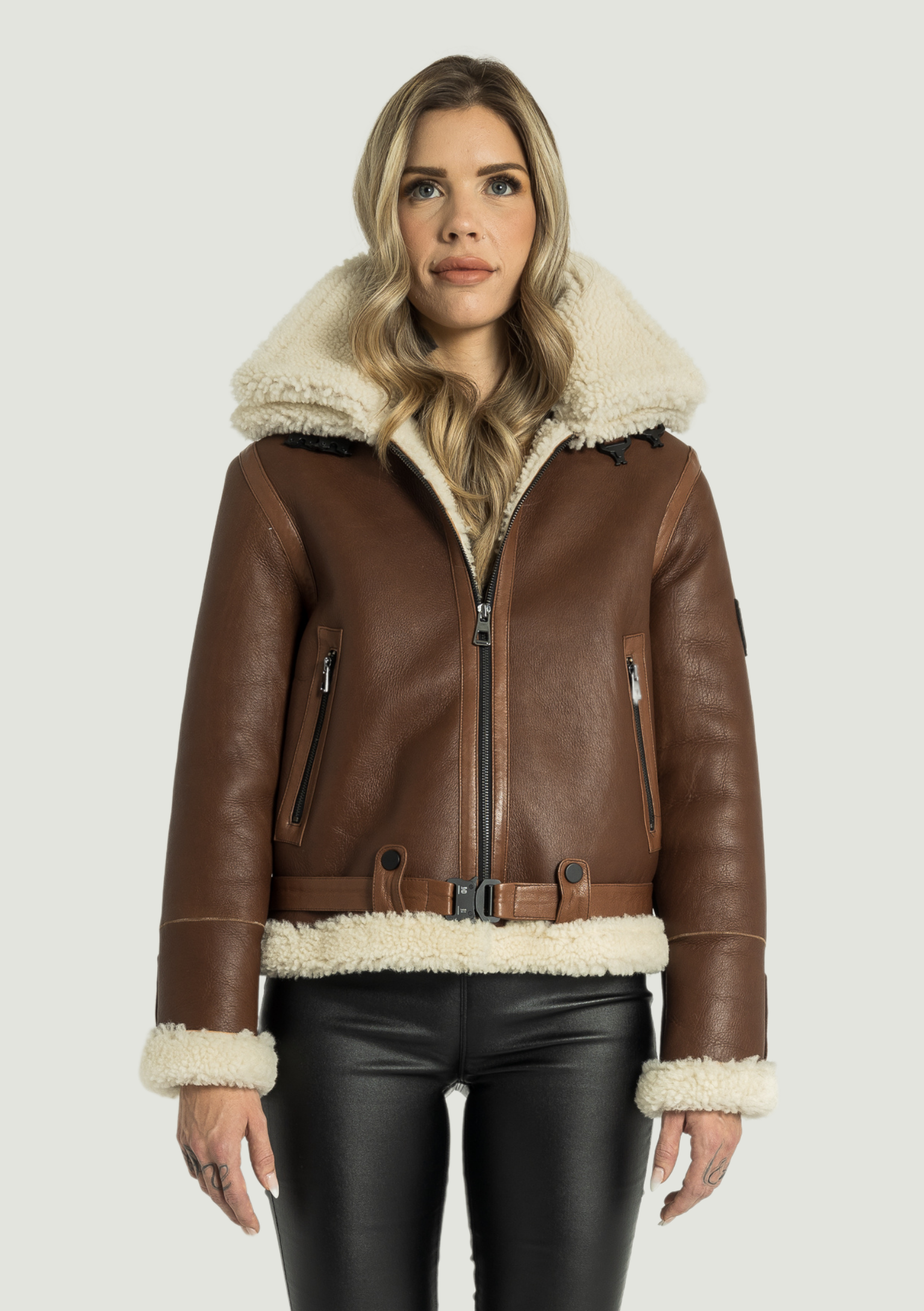 Veronica Tan Shearling Aviator Jacket