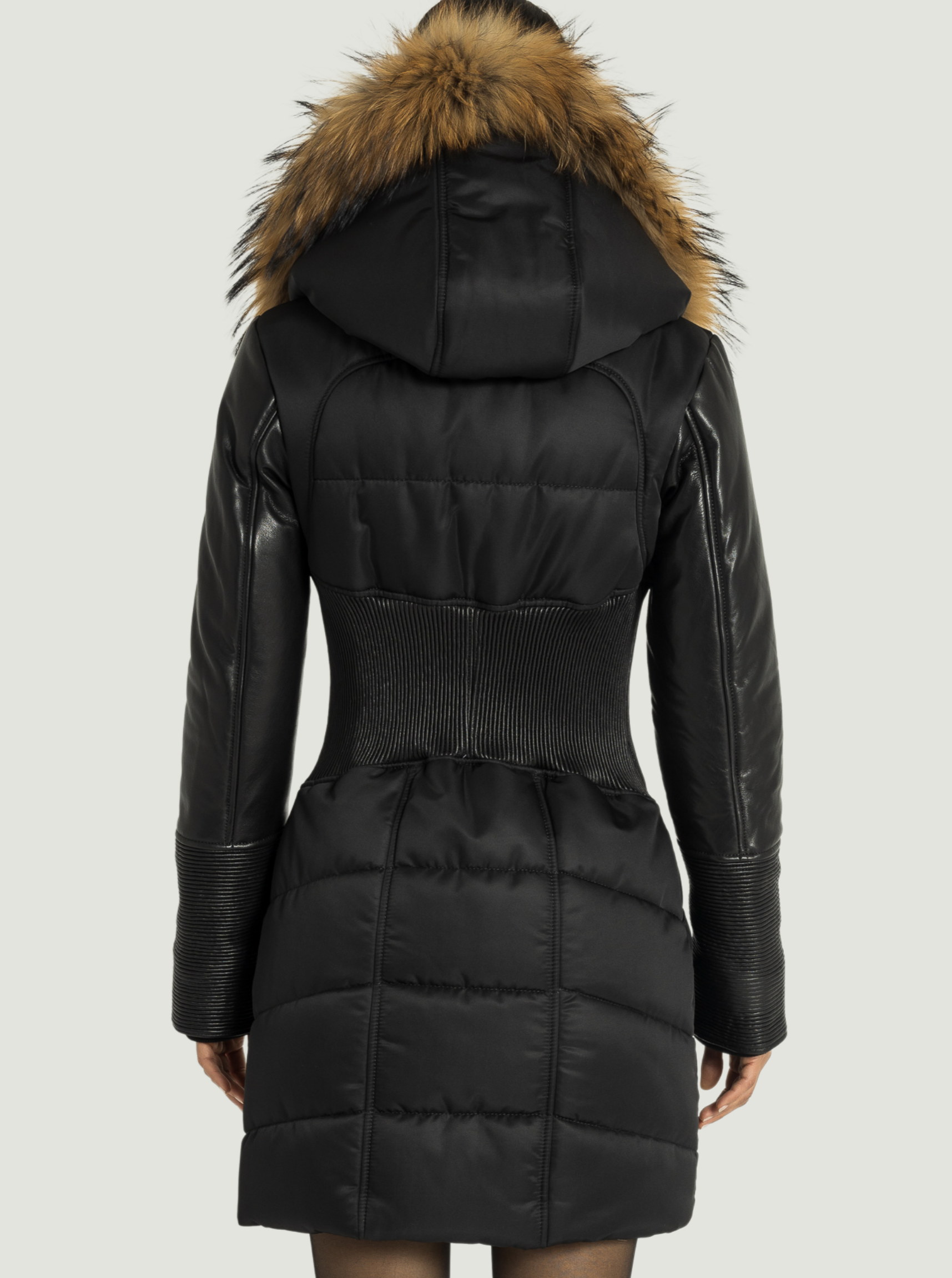Kylie Leather Sleeves Parka-thumbmail-3