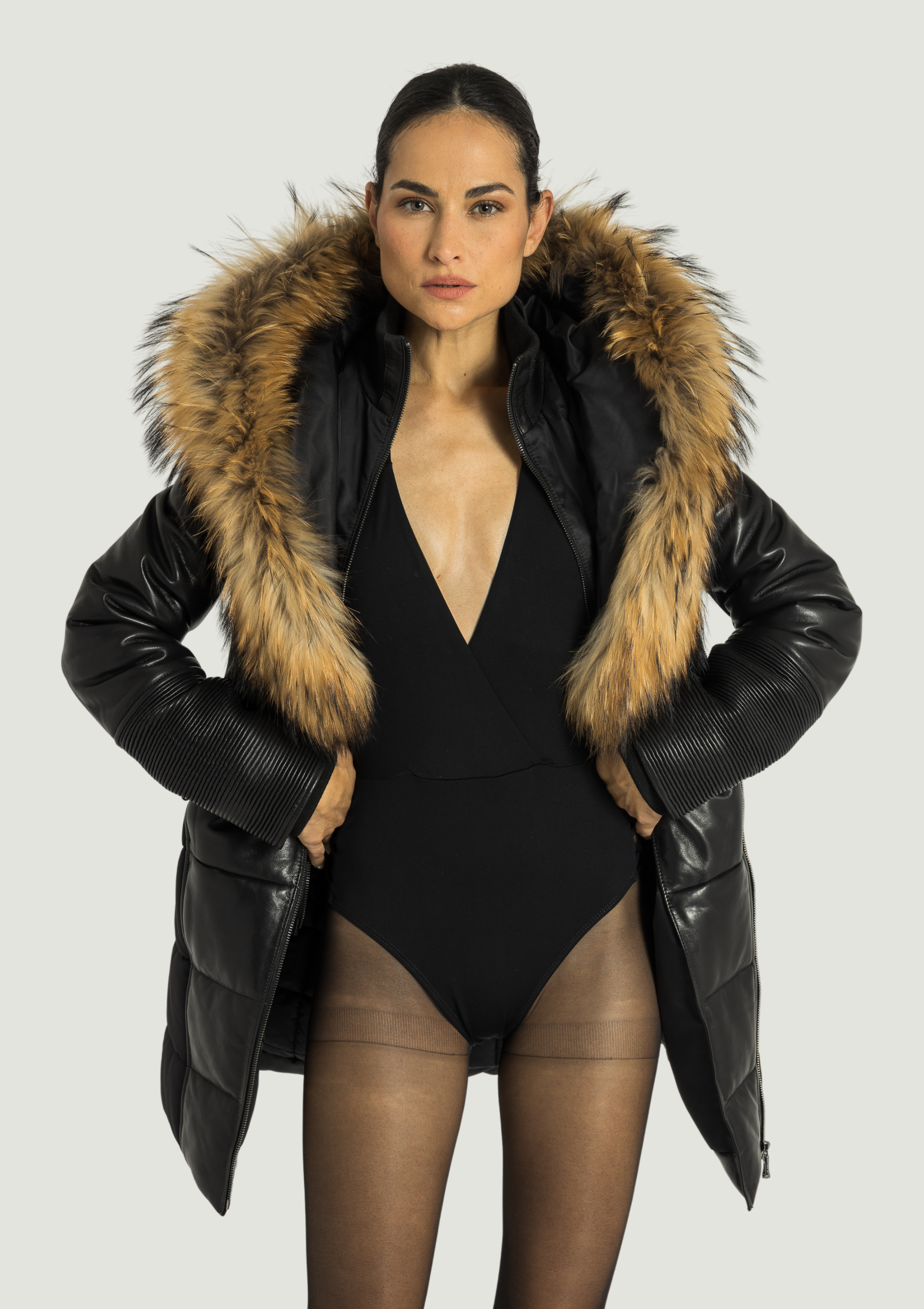 Kylie Leather Sleeve Parka - CG-8