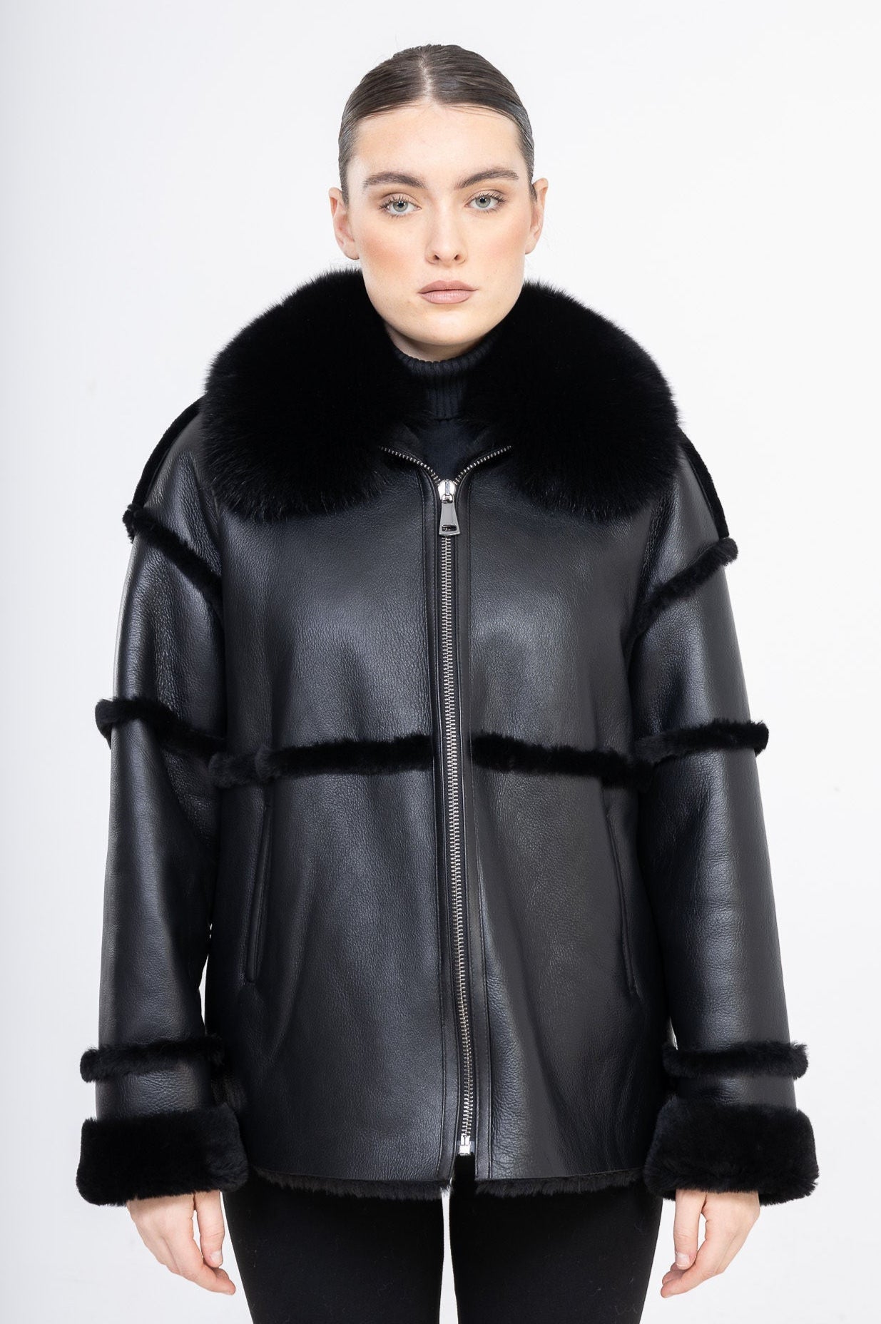 Eliana Black Shearling Jacket-thumbmail-2