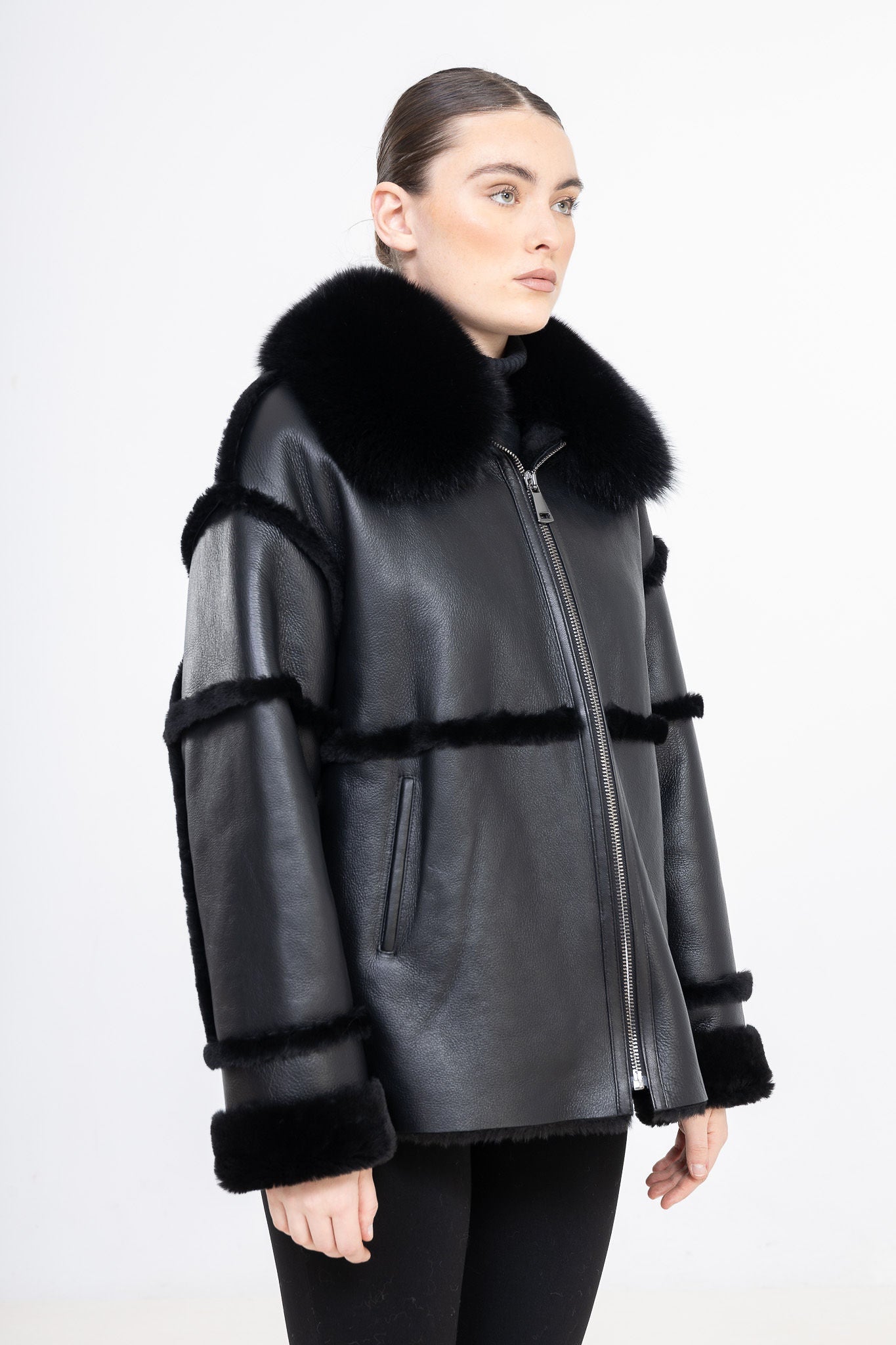 Eliana Black Shearling Jacket-thumbmail-4