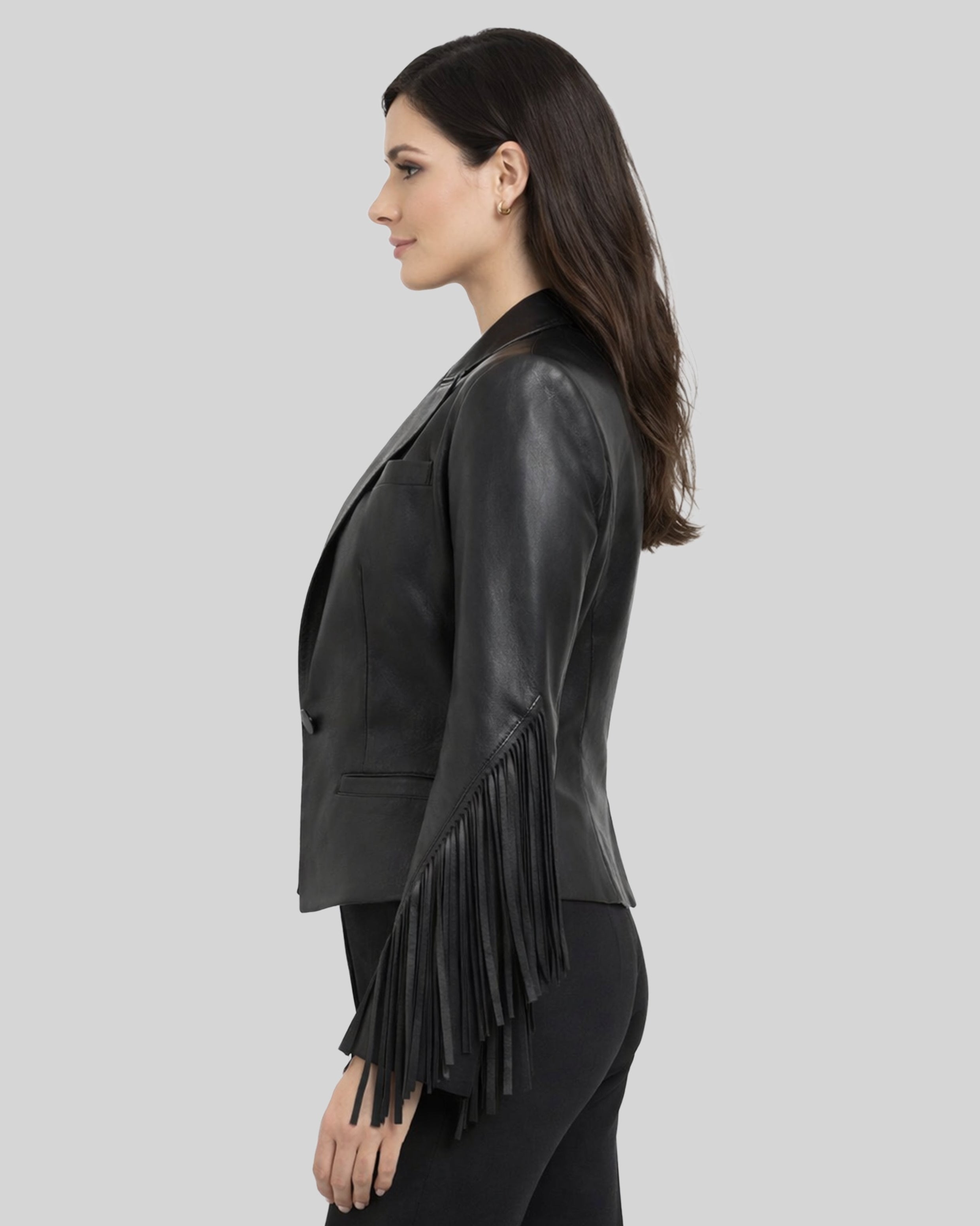 Dulcie Ringed Leather Blazer Side