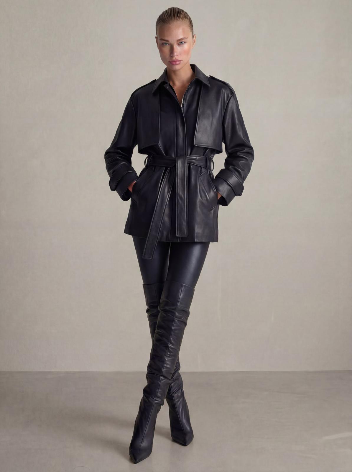 Monaco Leather Trench Coat-thumbmail-2