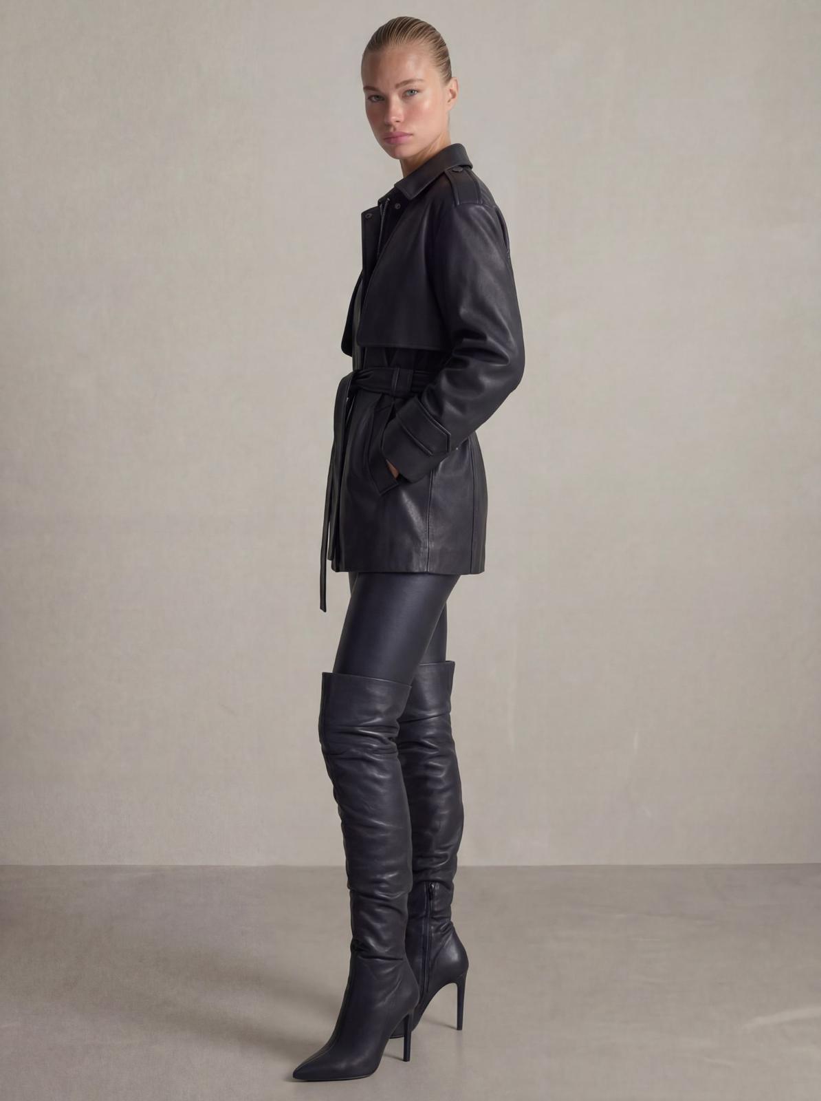 Monaco Leather Trench Coat-thumbmail-5