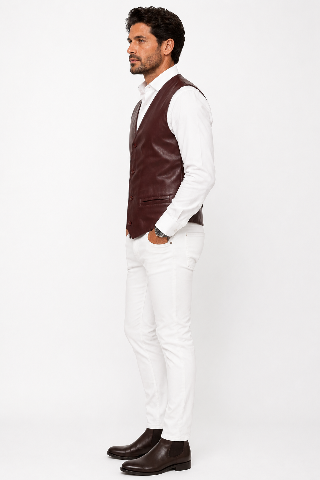 Classic Black Lambskin Leather Vest-thumbmail-6