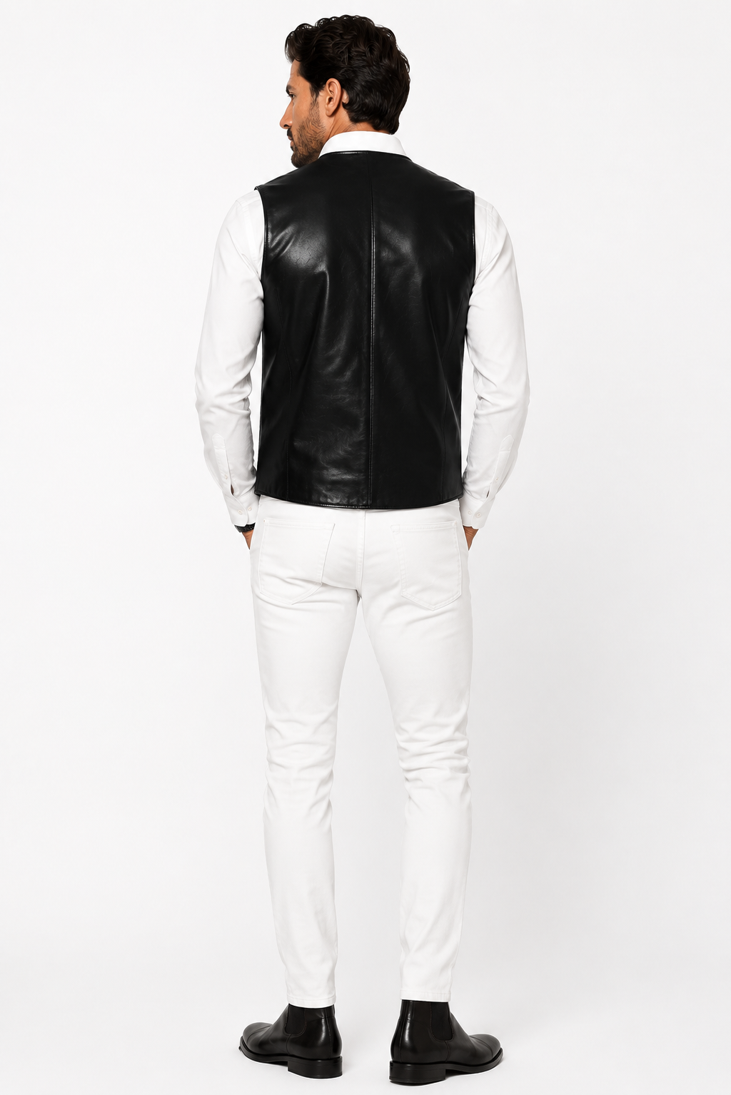 Classic Black Lambskin Leather Vest-thumbmail-3