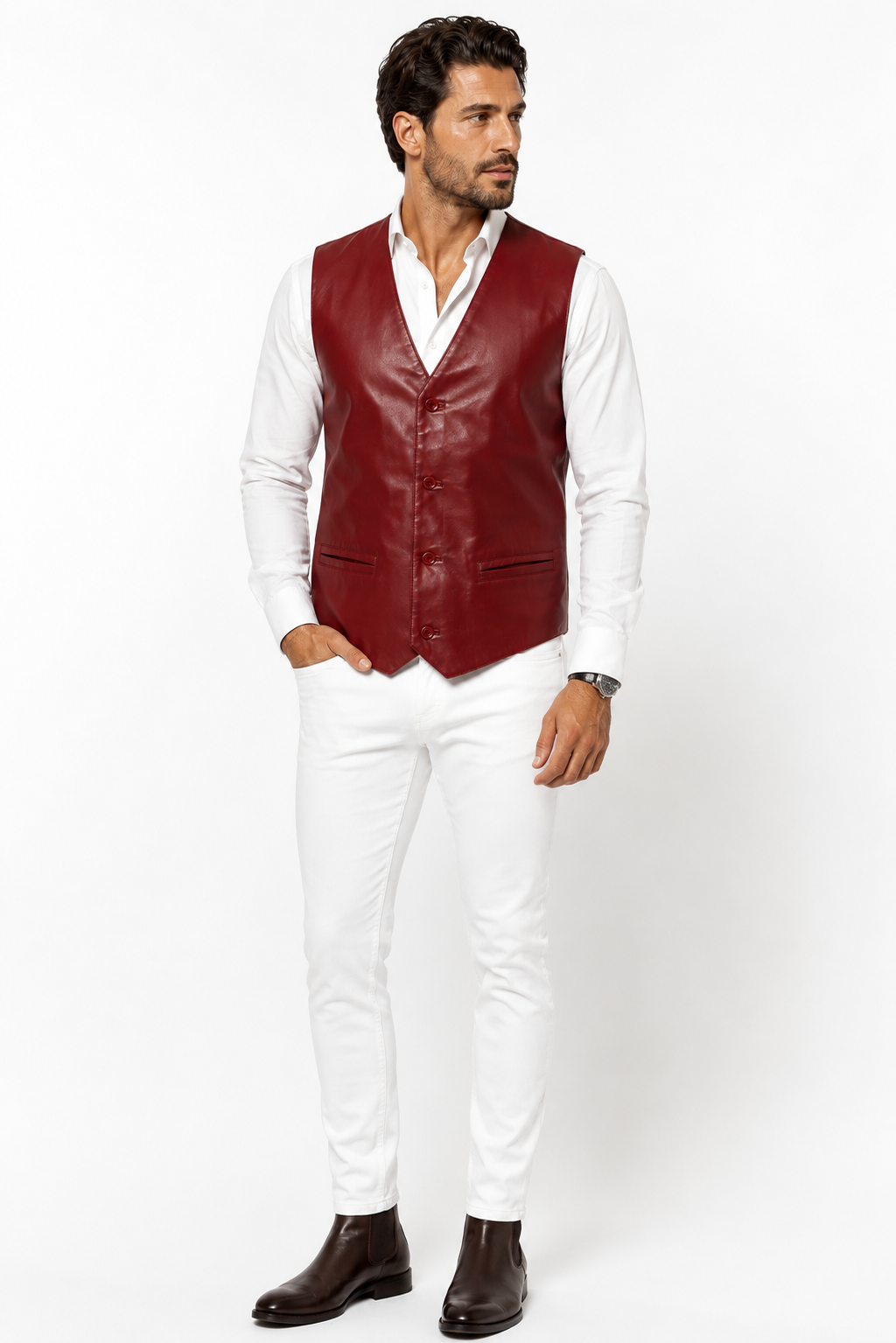 Classic Black Lambskin Leather Vest-thumbmail-8