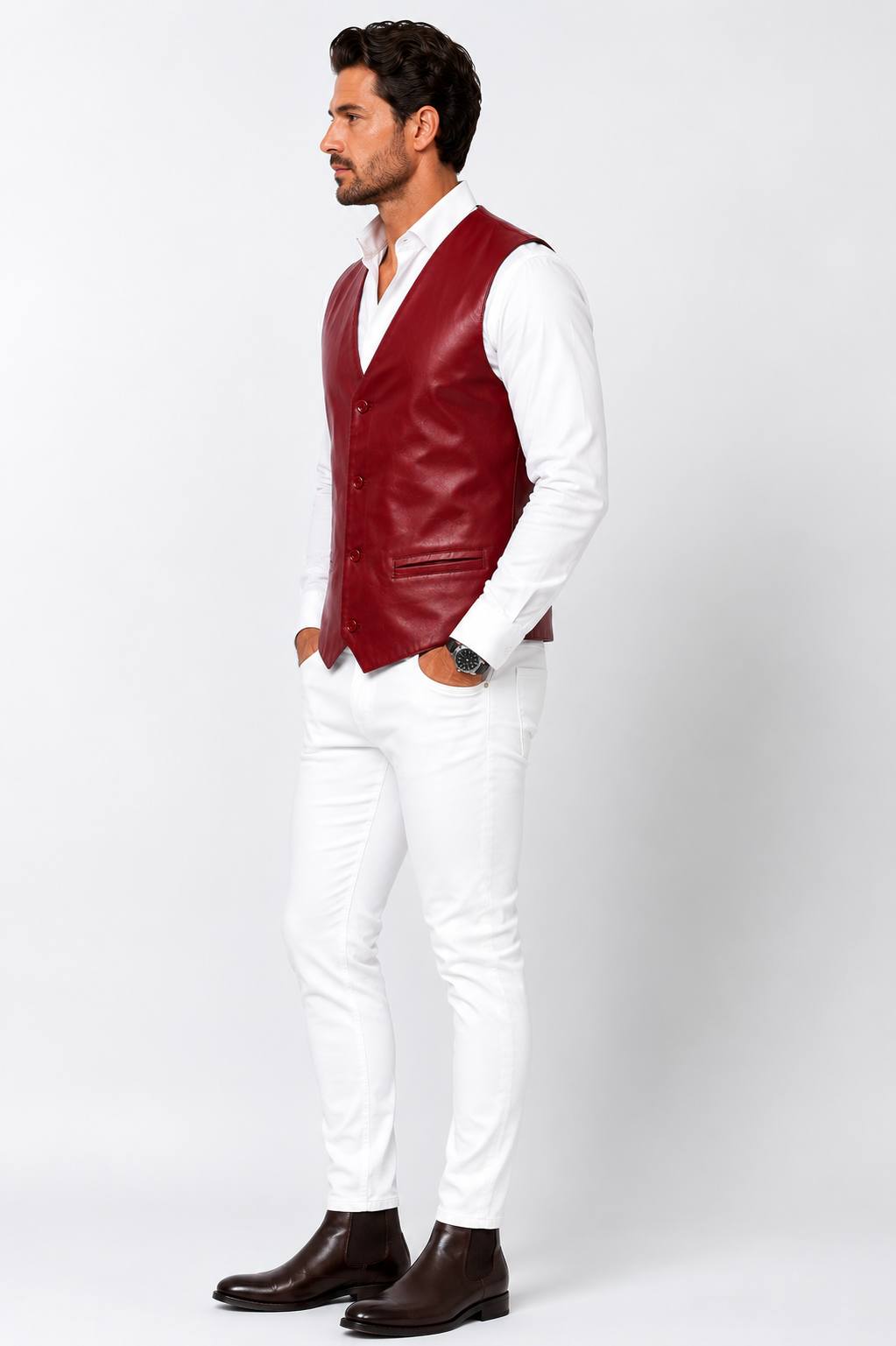 Classic Black Lambskin Leather Vest-thumbmail-9