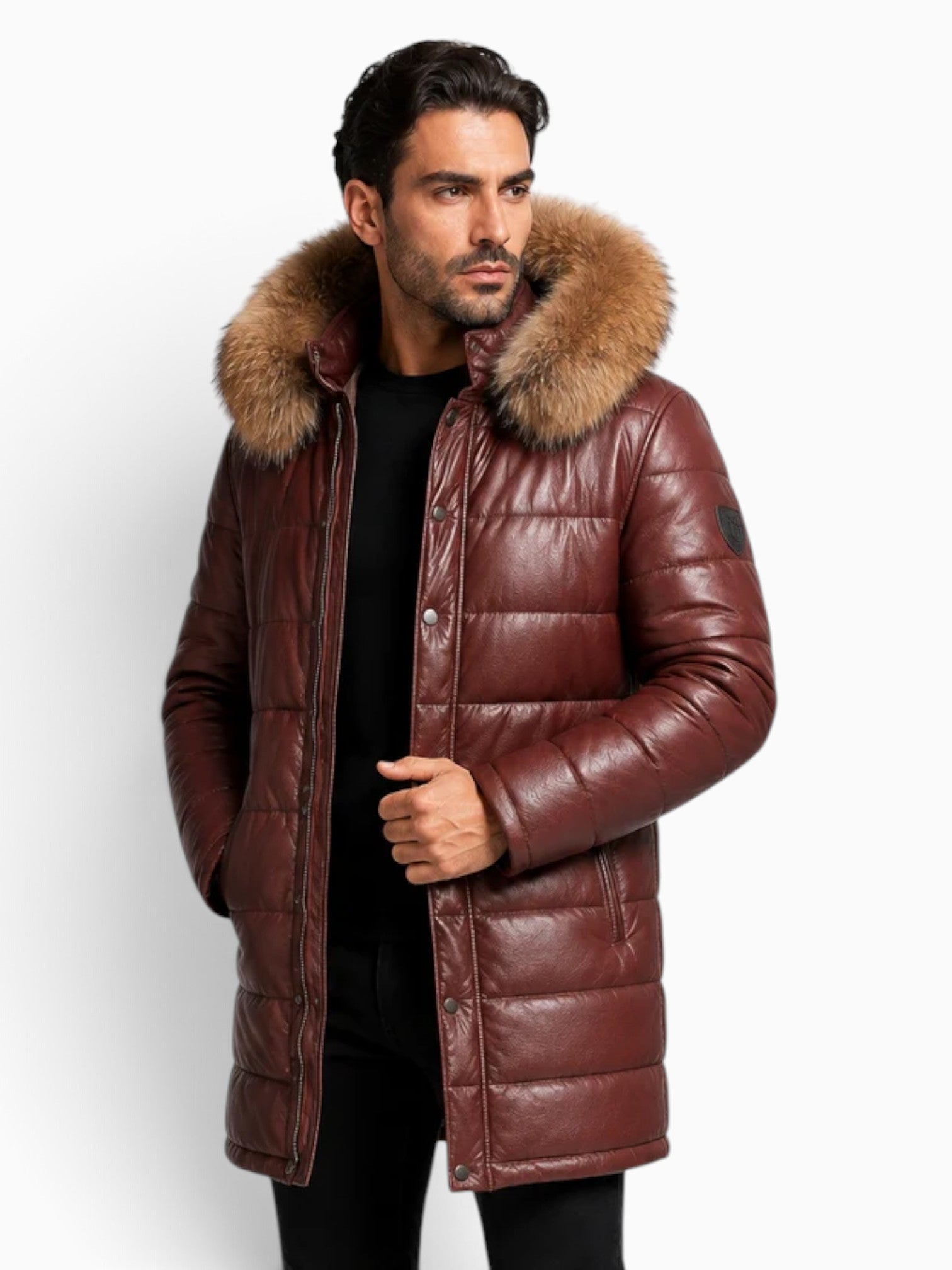 Quilted Down Parka with Removable Natural Fur Hood-thumbmail-1