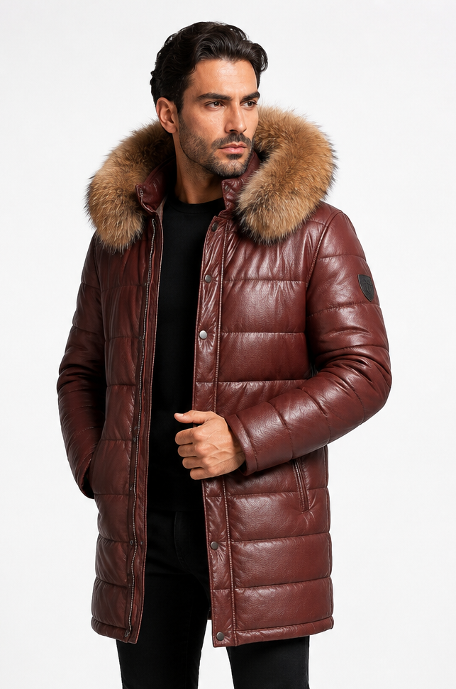 Quilted Down Parka with Removable Natural Fur Hood-thumbmail-4