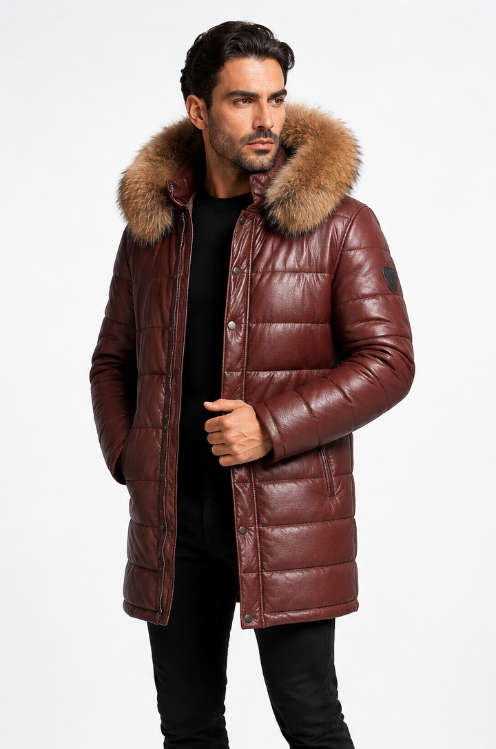 Quilted Down Parka with Removable Natural Fur Hood-thumbmail-1