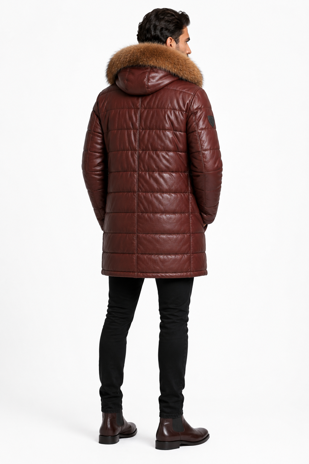 Quilted Down Parka with Removable Natural Fur Hood-thumbmail-2