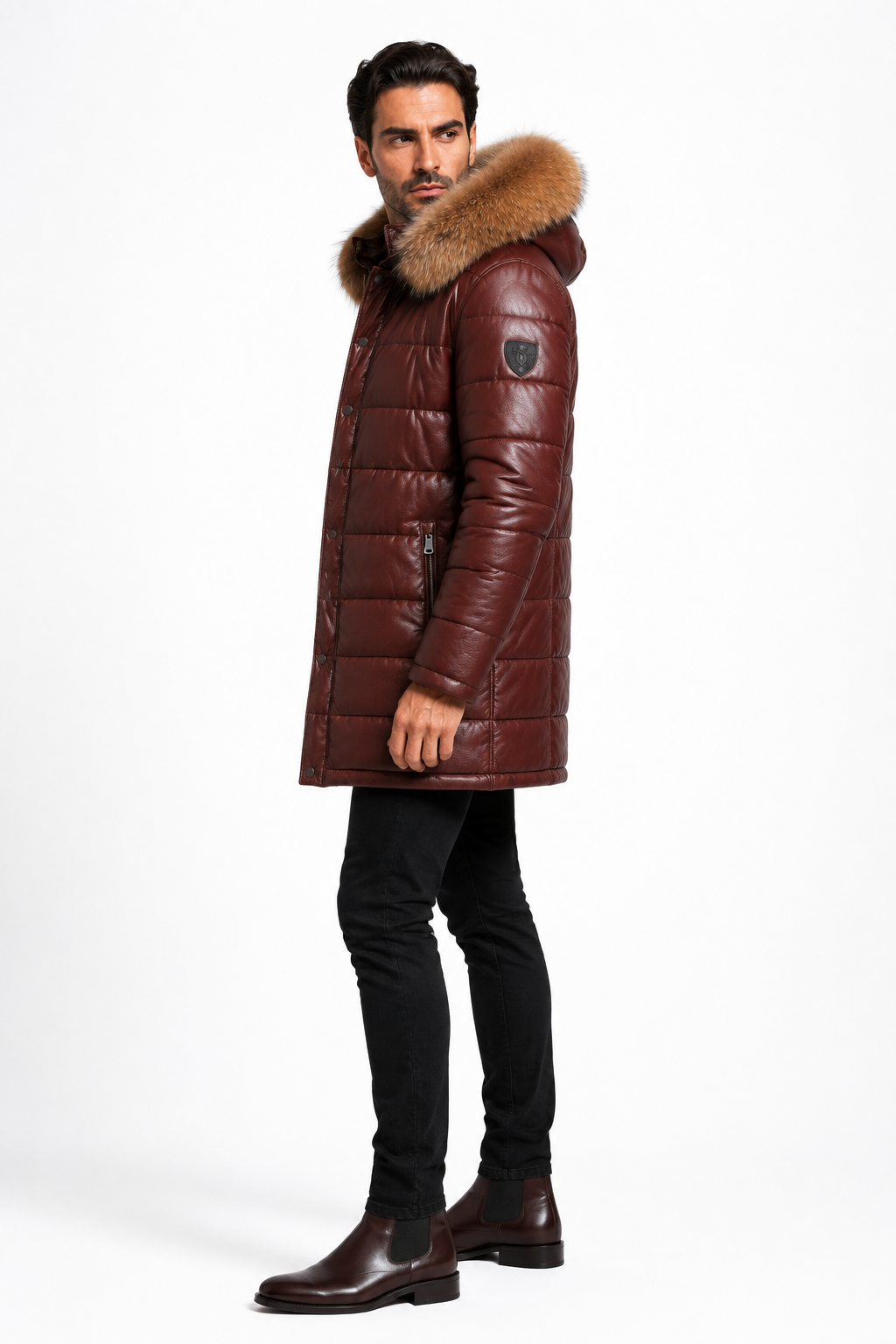Quilted Down Parka with Removable Natural Fur Hood-thumbmail-3