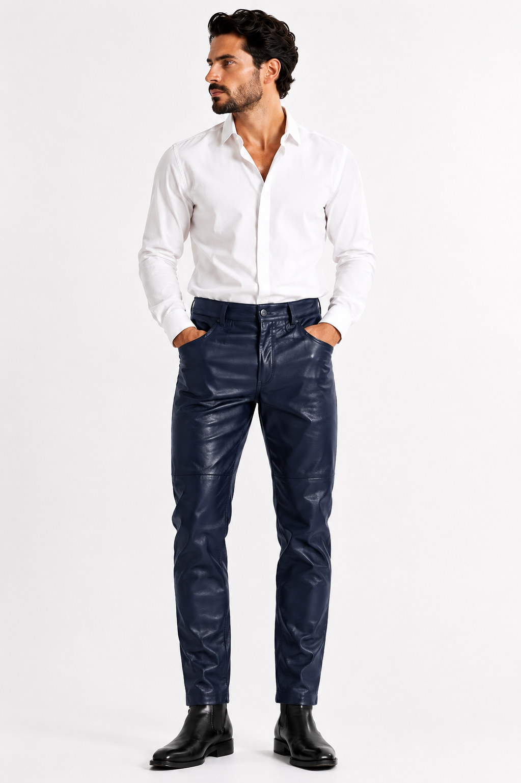 Men's Genuine Red Leather Pants-thumbmail-12